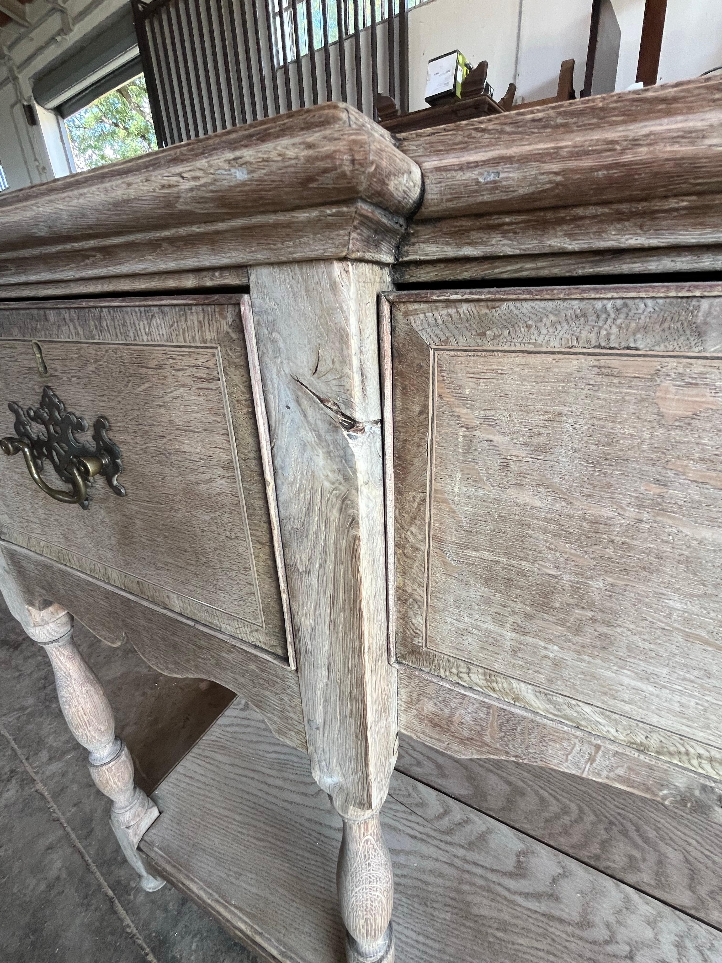 19th Century English Georgian Bleached Oak Dresser Base For Sale 12
