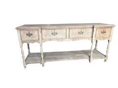 19th Century English Georgian Bleached Oak Dresser Base / Sideboard