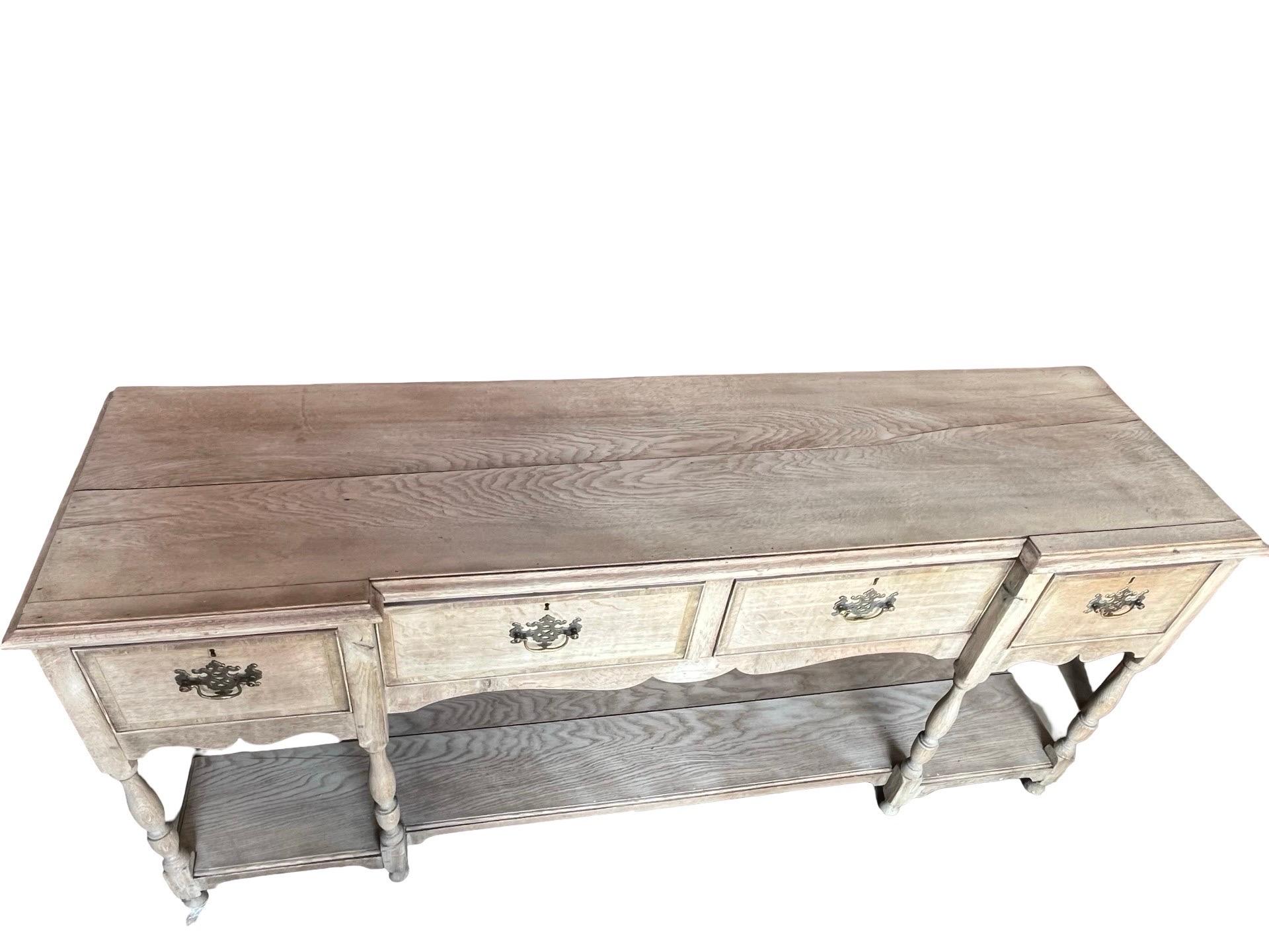 George III 19th Century English Georgian Bleached Oak Dresser Base For Sale