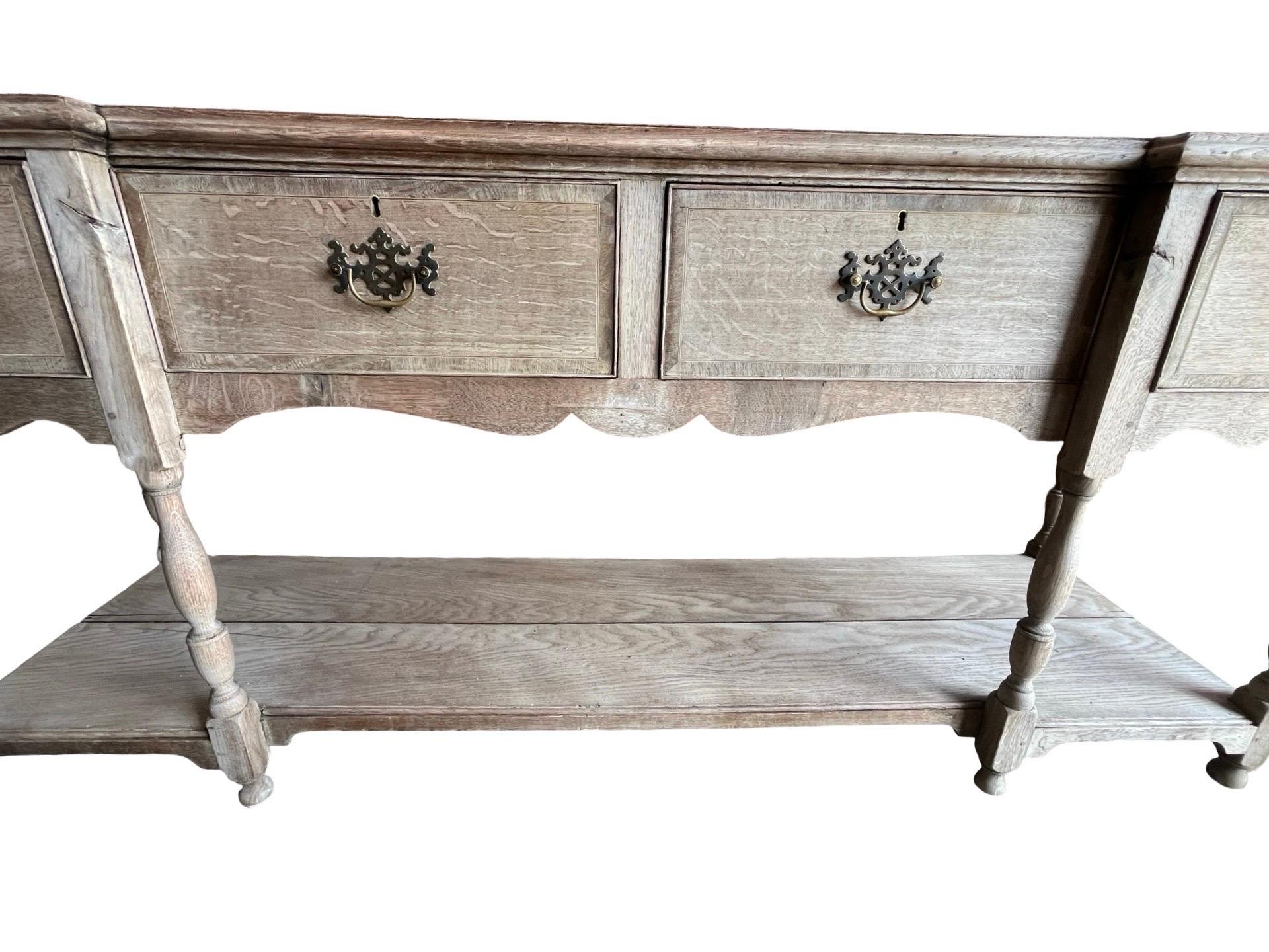 19th Century English Georgian Bleached Oak Dresser Base For Sale 4
