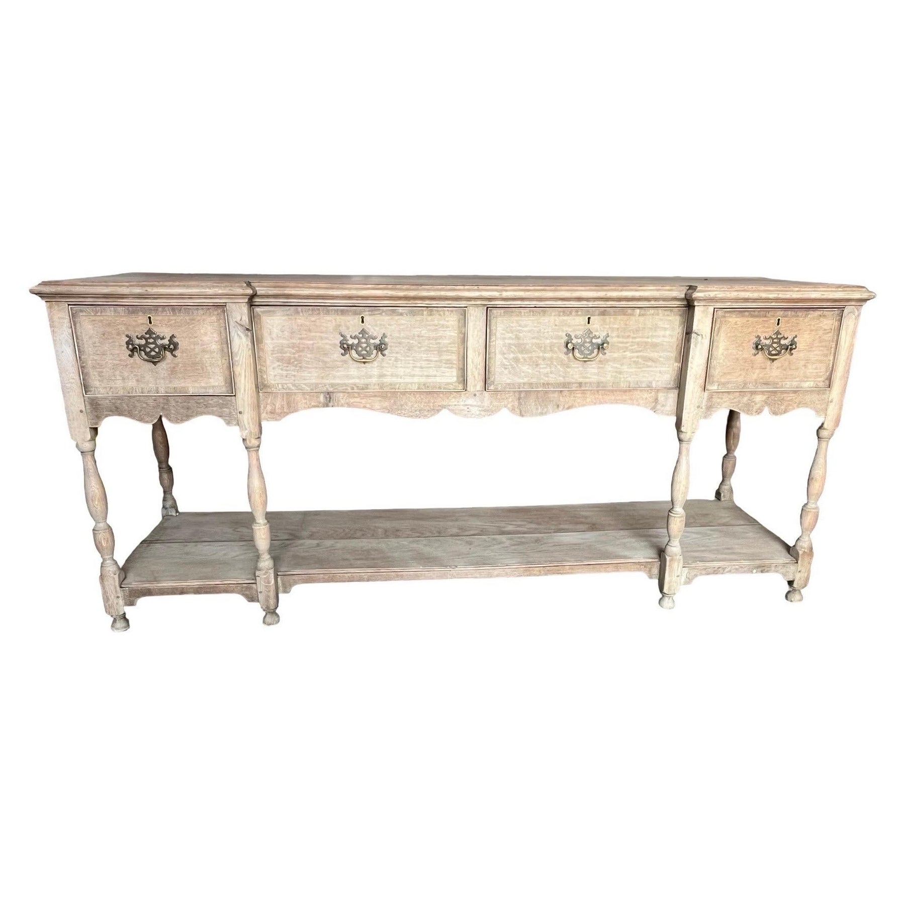 19th Century English Georgian Bleached Oak Dresser Base