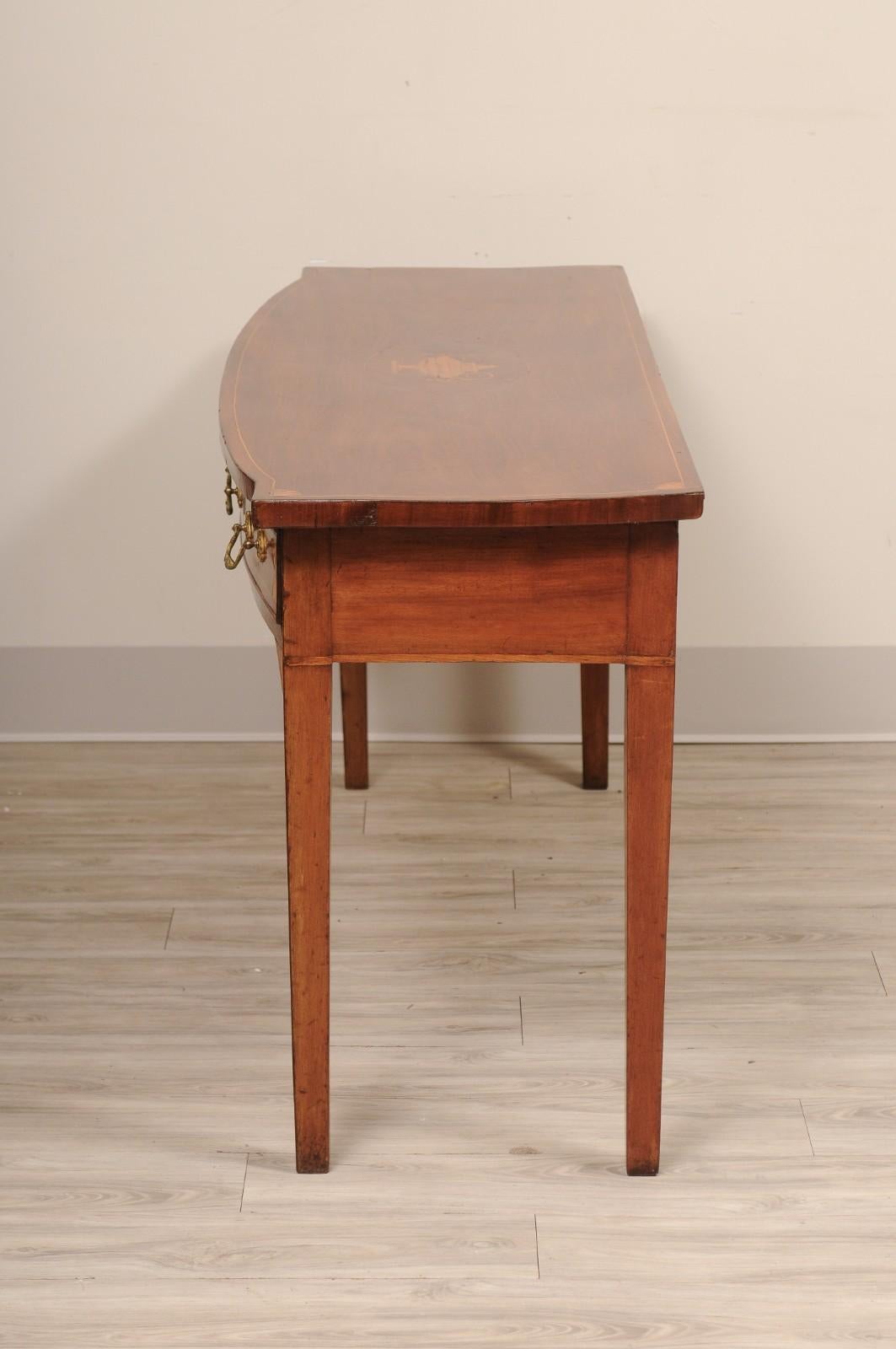 19th Century English Georgian Bowfront Mahogany with Inlay Console Table For Sale 5