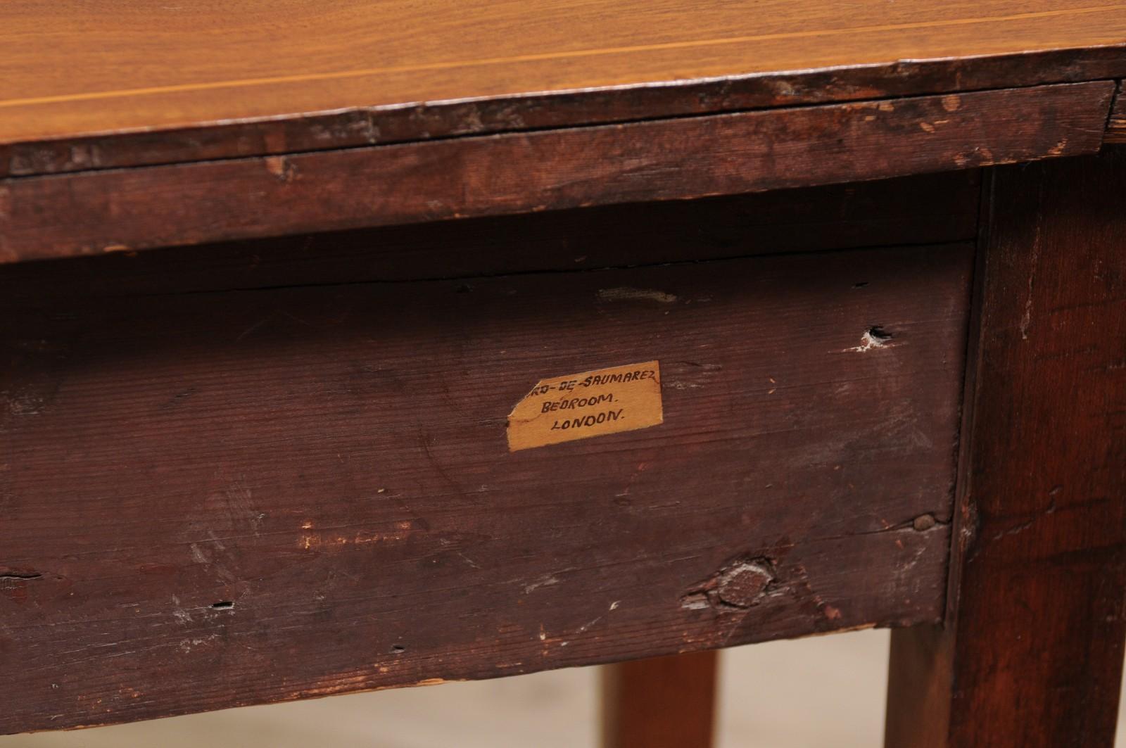19th Century English Georgian Bowfront Mahogany with Inlay Console Table For Sale 9