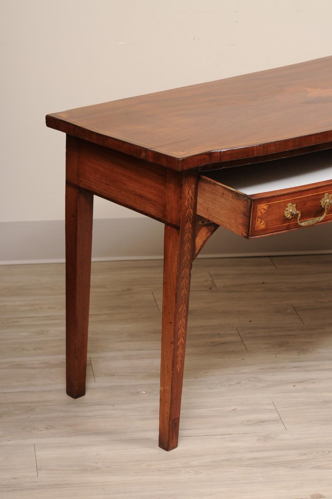 19th Century English Georgian Bowfront Mahogany with Inlay Console Table In Good Condition For Sale In Atlanta, GA