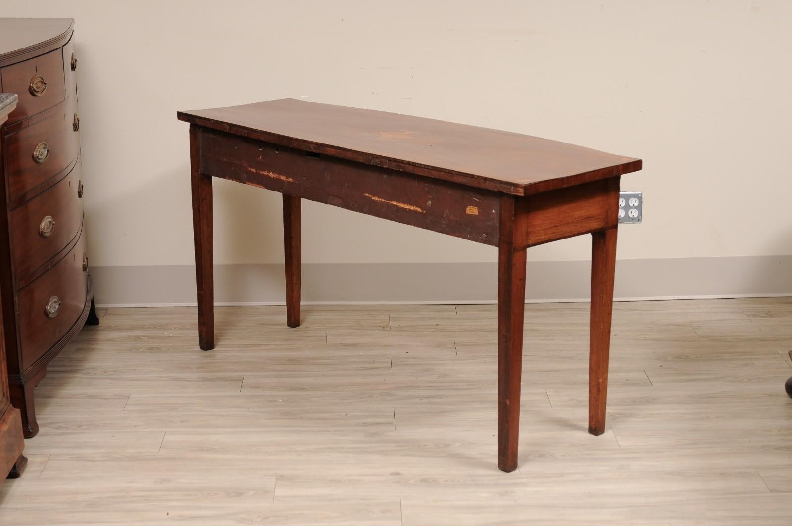 19th Century English Georgian Bowfront Mahogany with Inlay Console Table For Sale 2