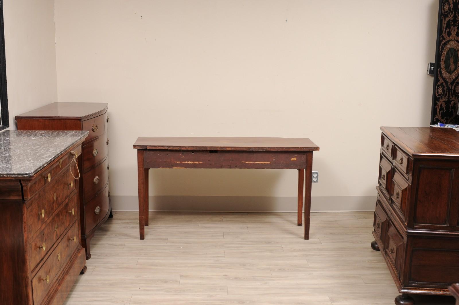 19th Century English Georgian Bowfront Mahogany with Inlay Console Table For Sale 3