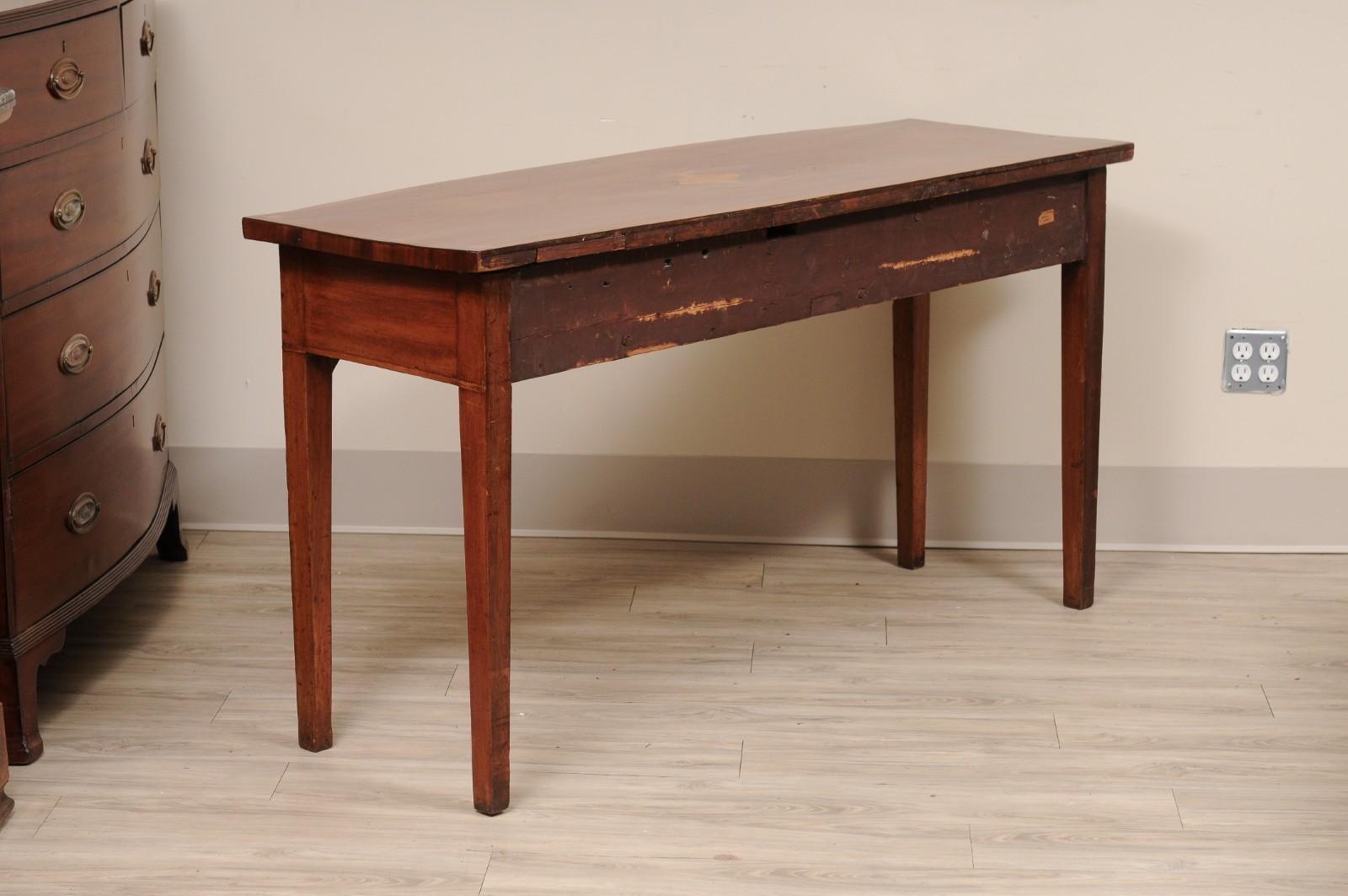 19th Century English Georgian Bowfront Mahogany with Inlay Console Table For Sale 4