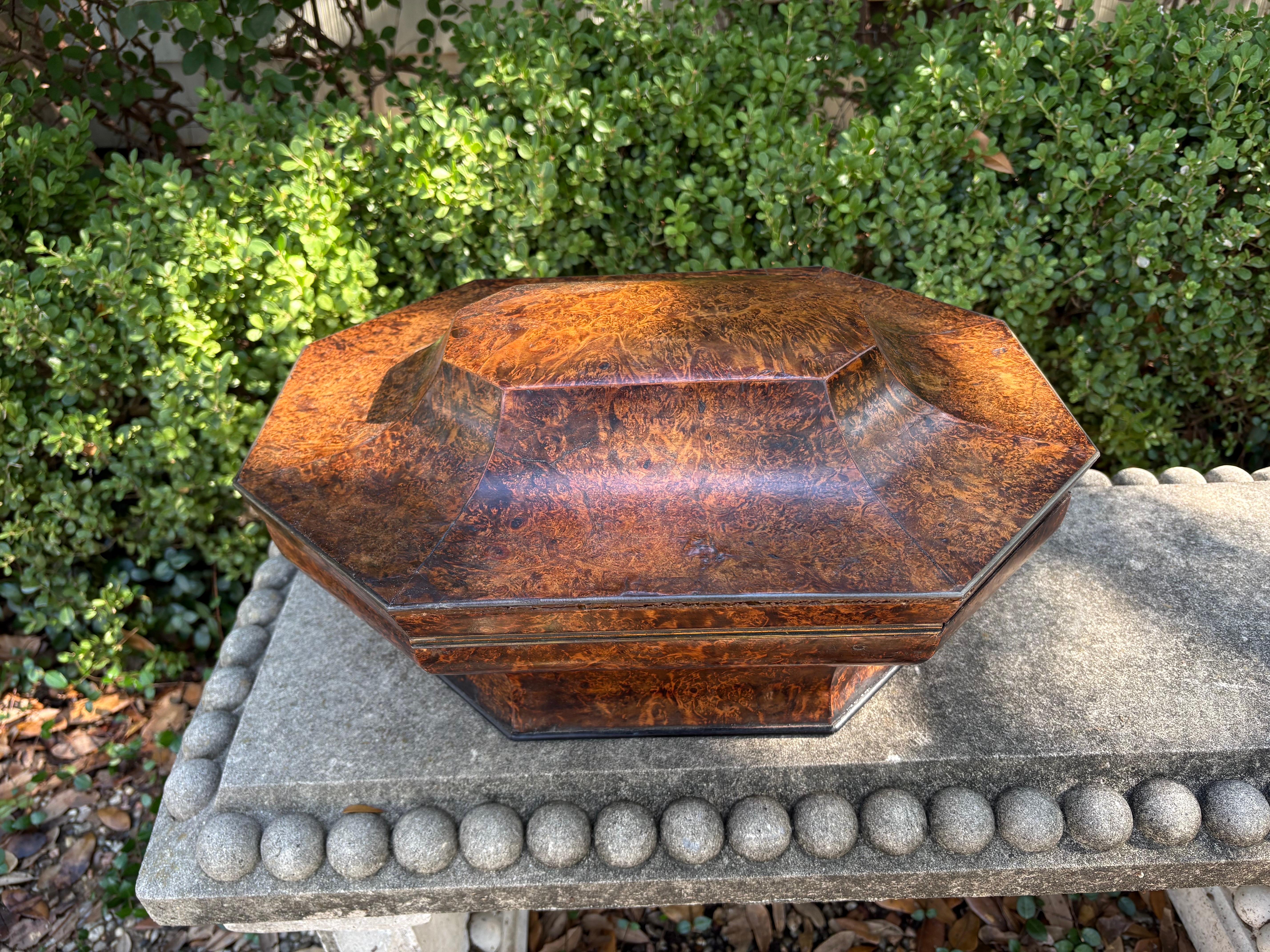 Inglese Scatola per parrucche in legno di buro inglese del XIX secolo in vendita