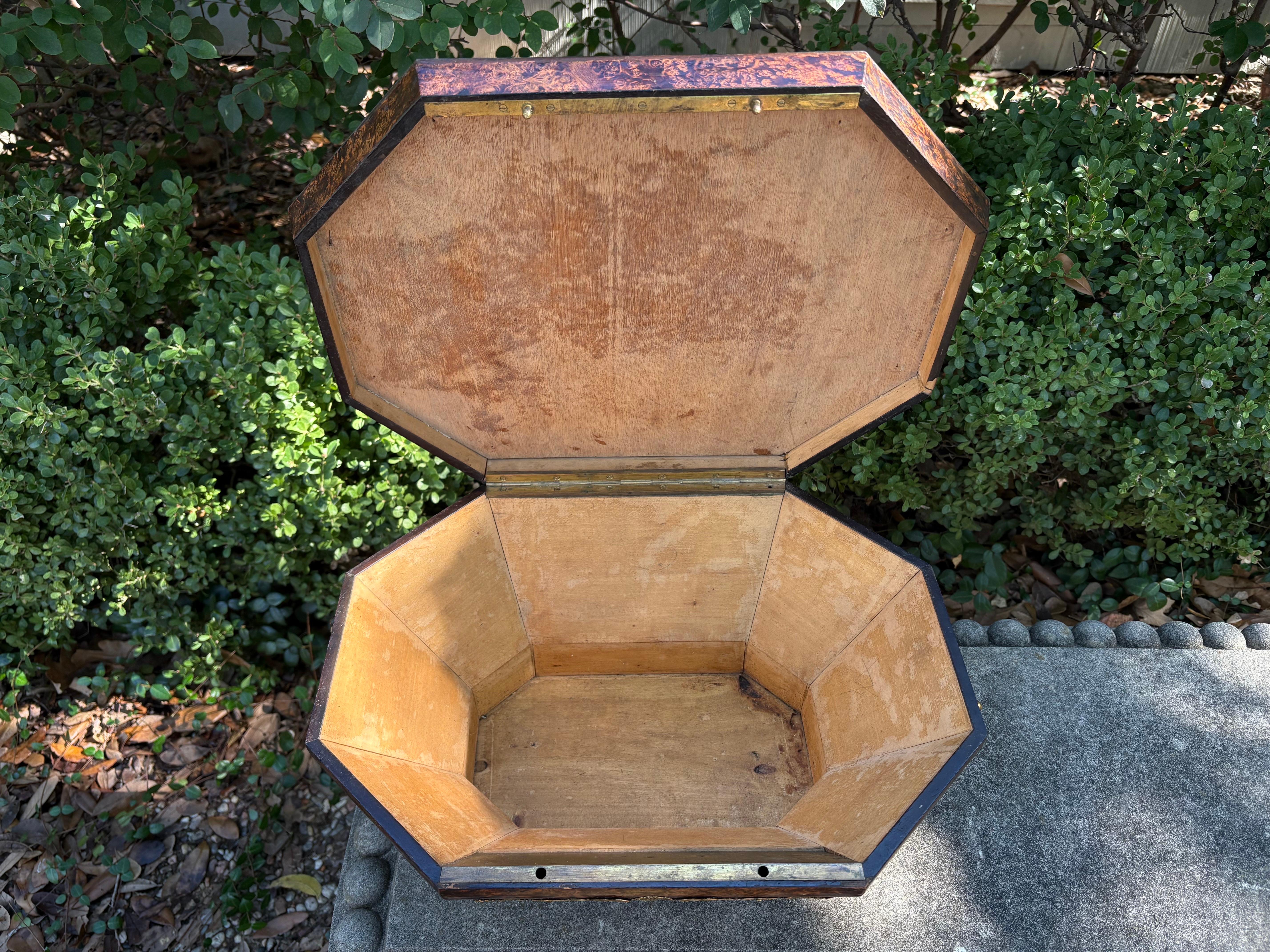 Scatola per parrucche in legno di buro inglese del XIX secolo in vendita 1