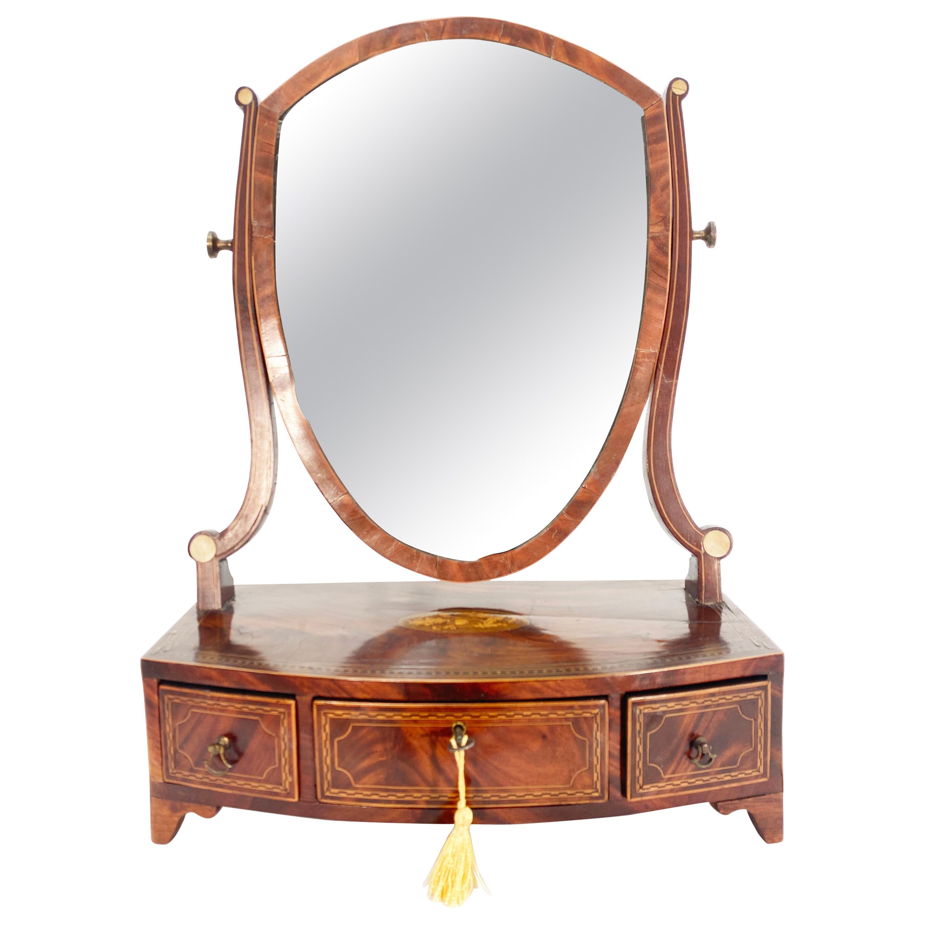 Miroir de table de coiffeuse géorgien anglais du 19ème siècle