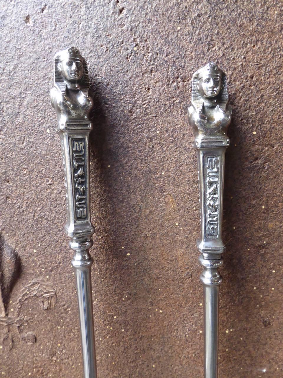 Polished 19th Century English Georgian Fireplace Tools or Fire Tools For Sale