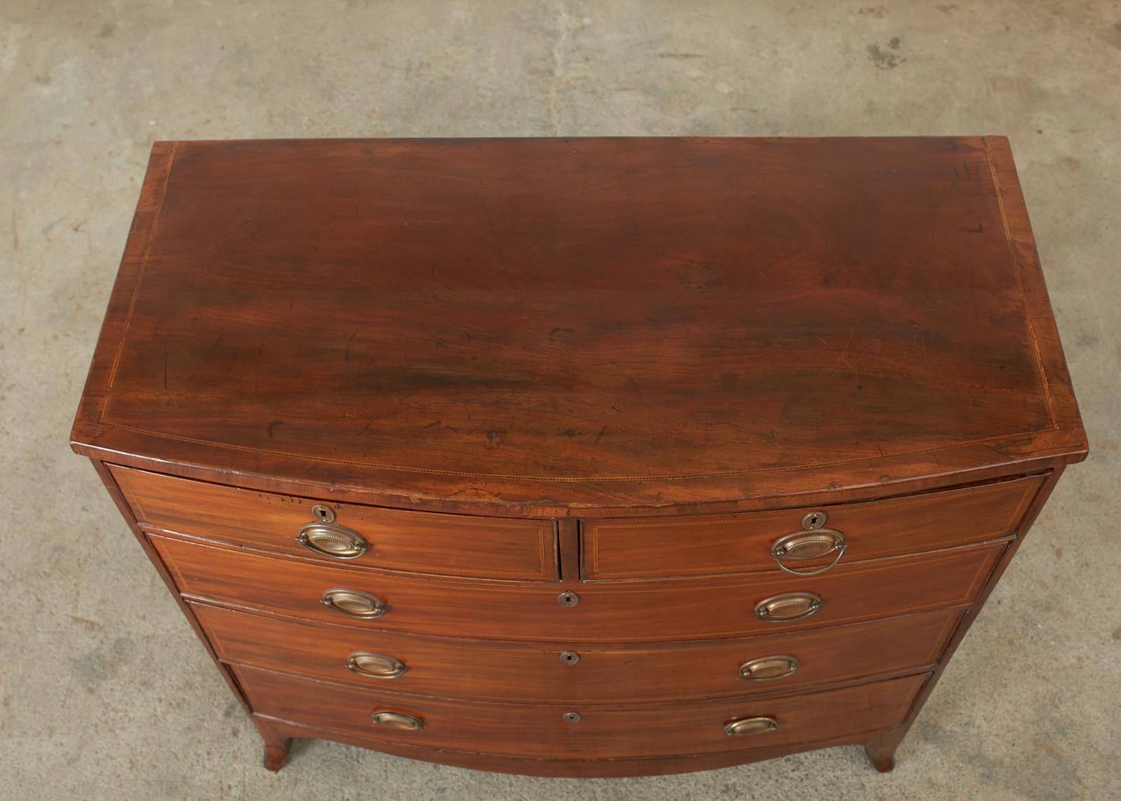 Hand-Crafted 19th Century English Georgian Mahogany Bow Front Chest
