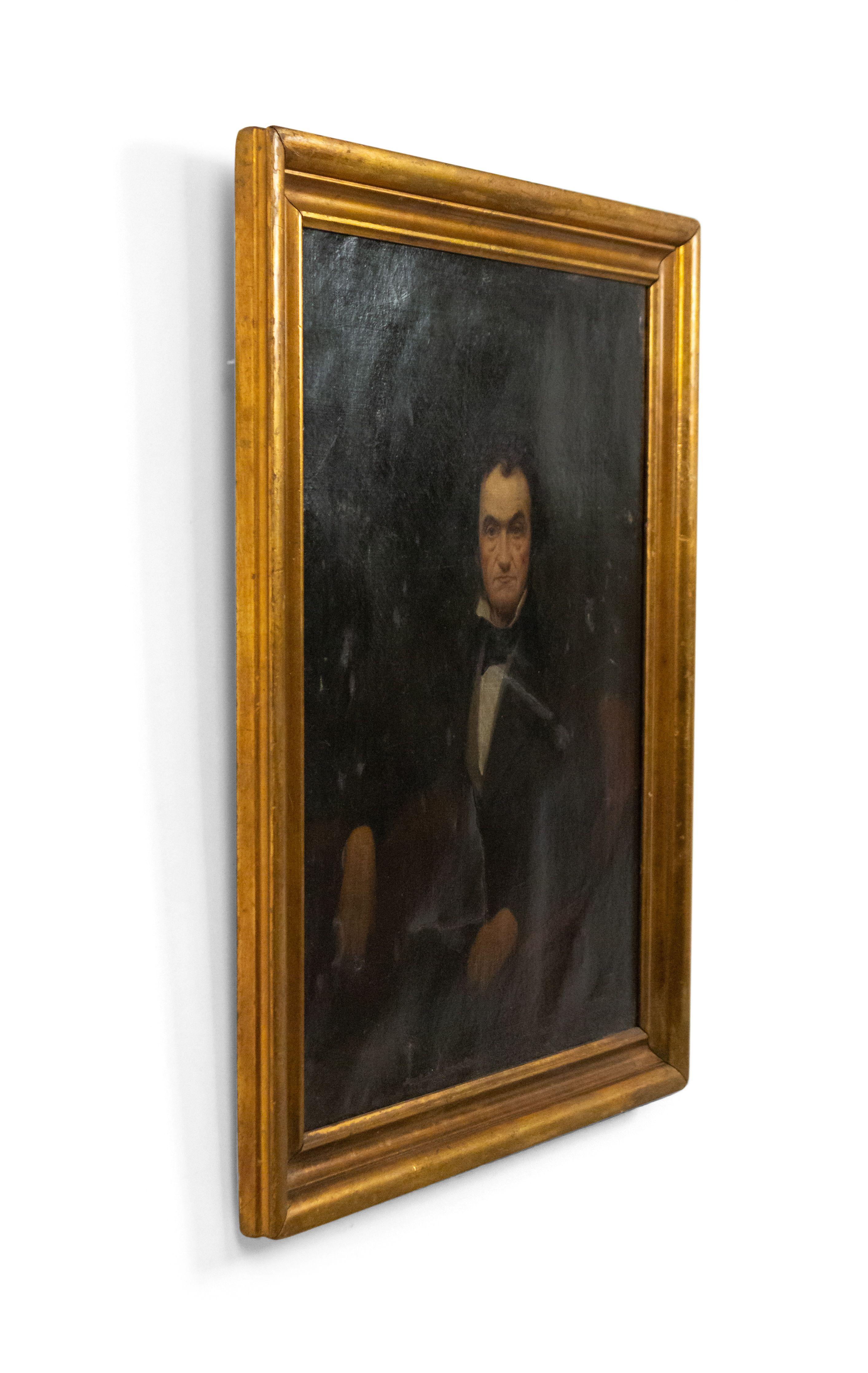 Paint 19th Century English Georgian Male Oil Portrait in a Frame For Sale