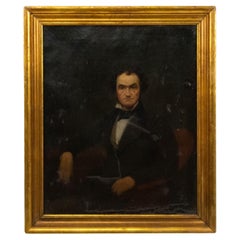 19th Century English Georgian Male Oil Portrait in a Frame