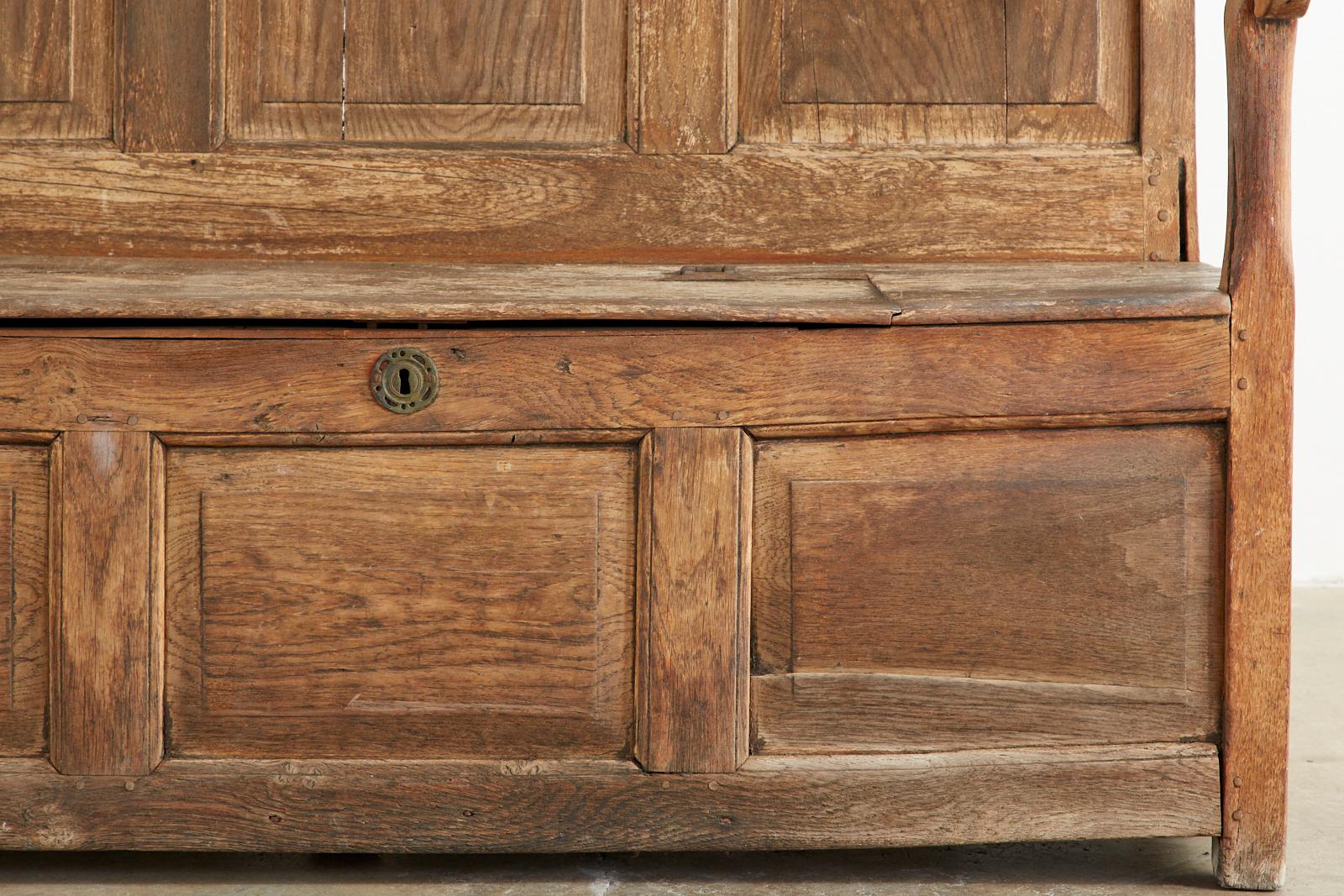 19th Century English Georgian Oak Box Settle Bench 8