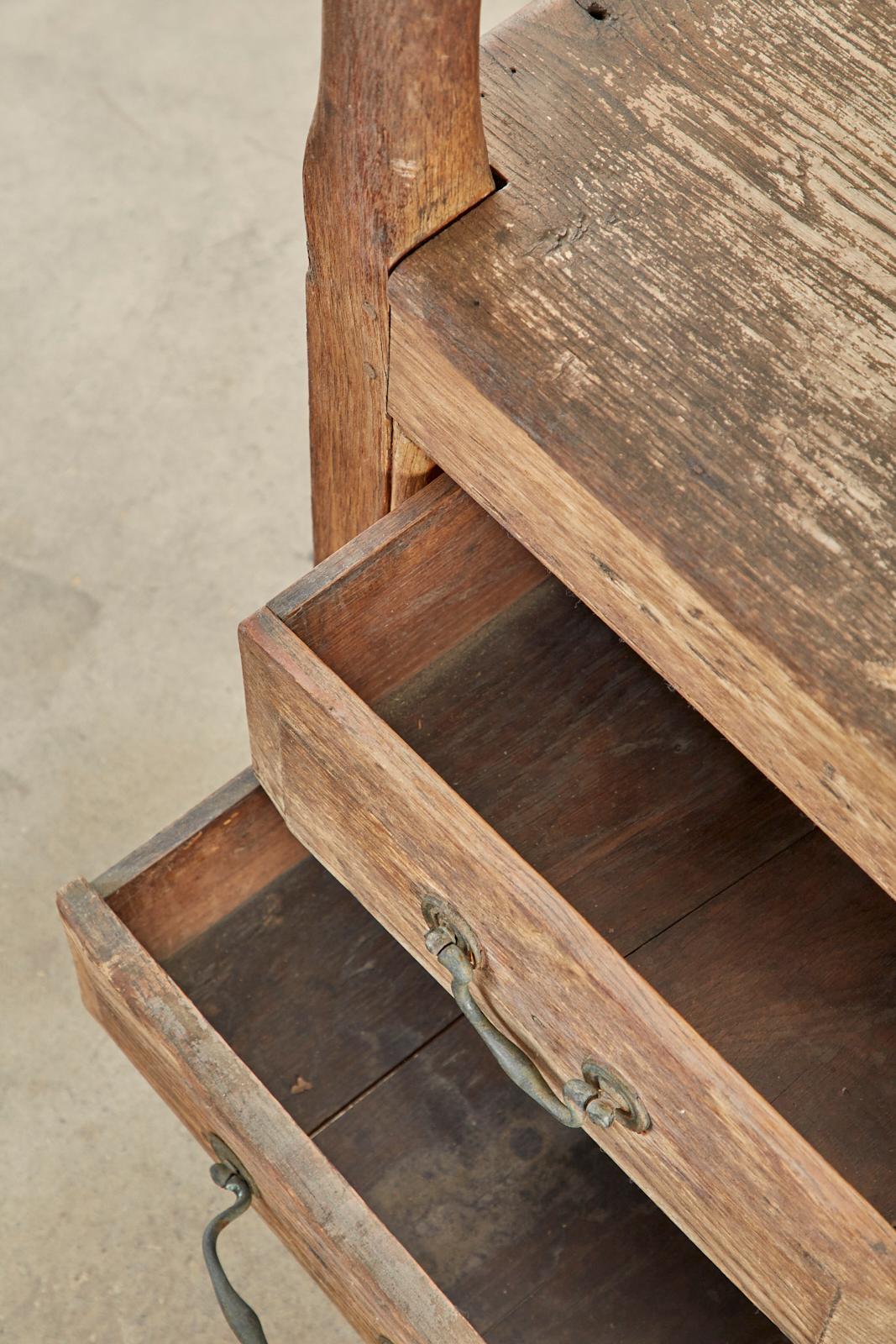 19th Century English Georgian Oak Box Settle Bench 12