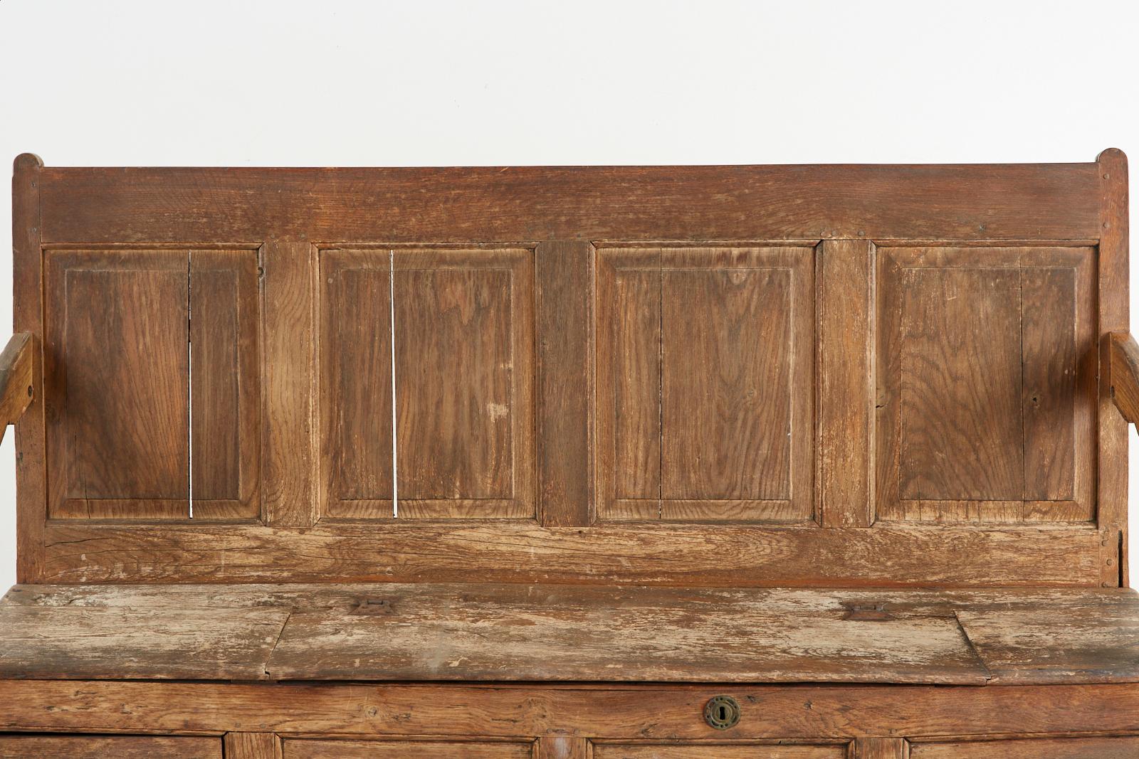 19th Century English Georgian Oak Box Settle Bench 4