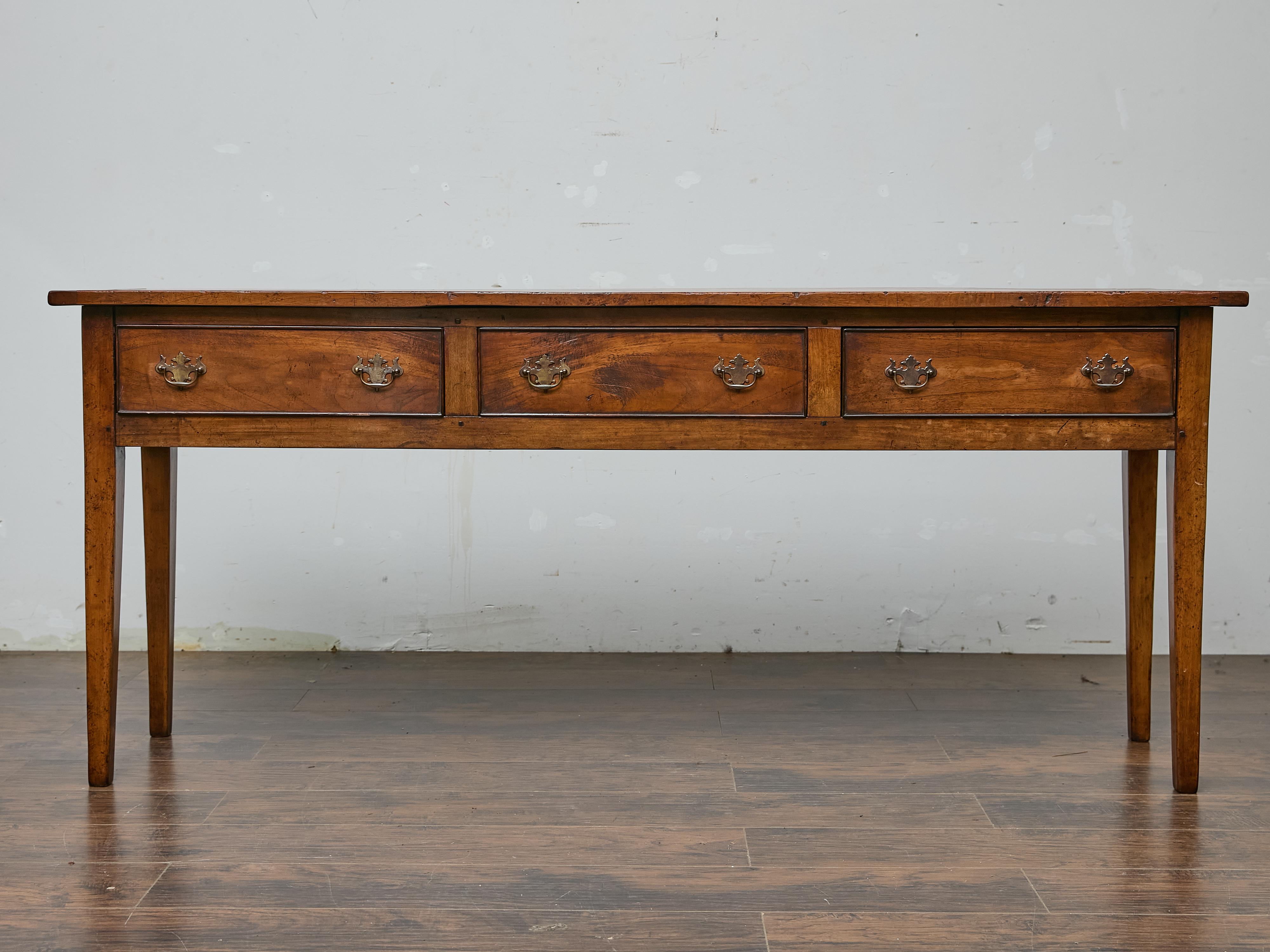 19th Century English Georgian Pine Server Table with Three Drawers 8
