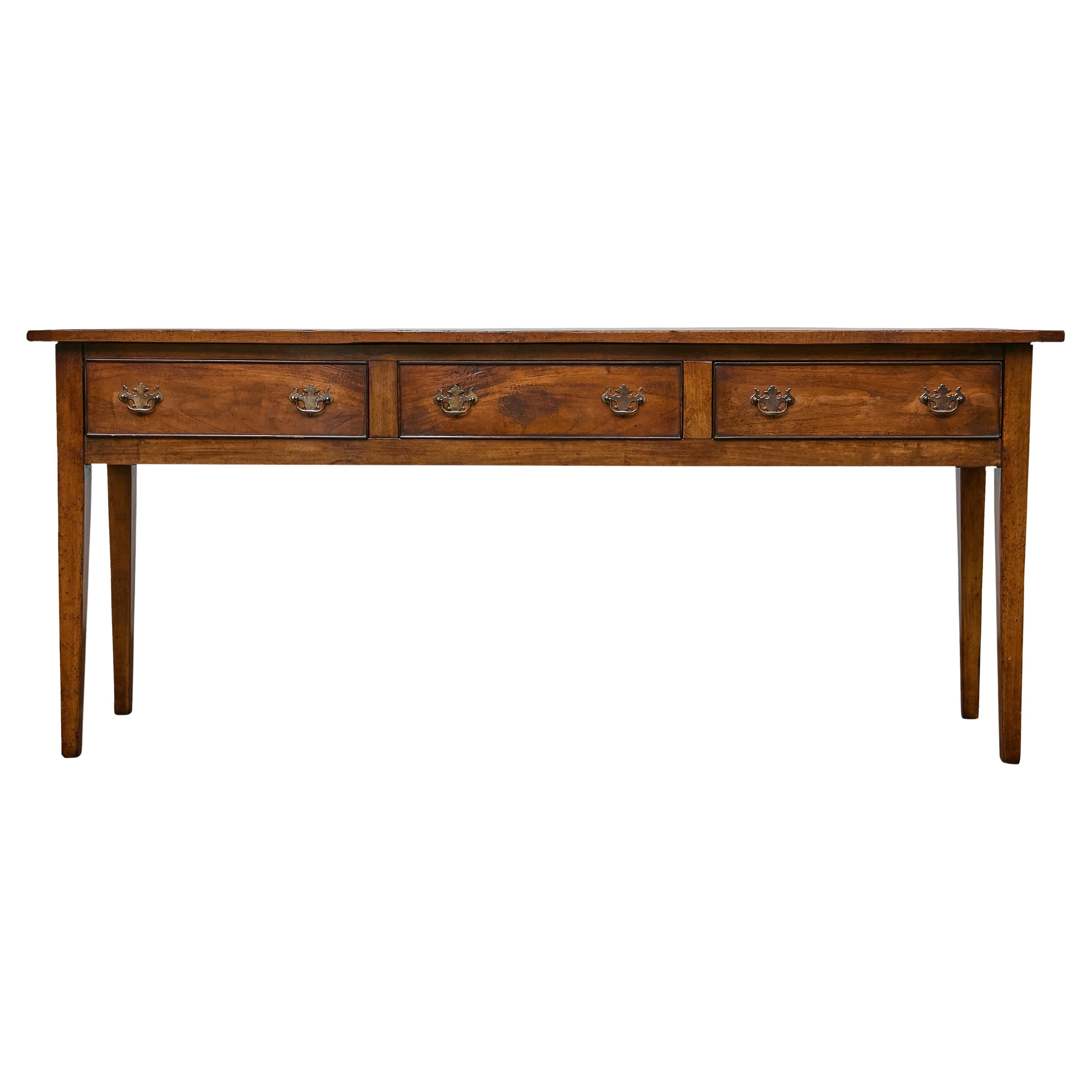 19th Century English Georgian Pine Server Table with Three Drawers