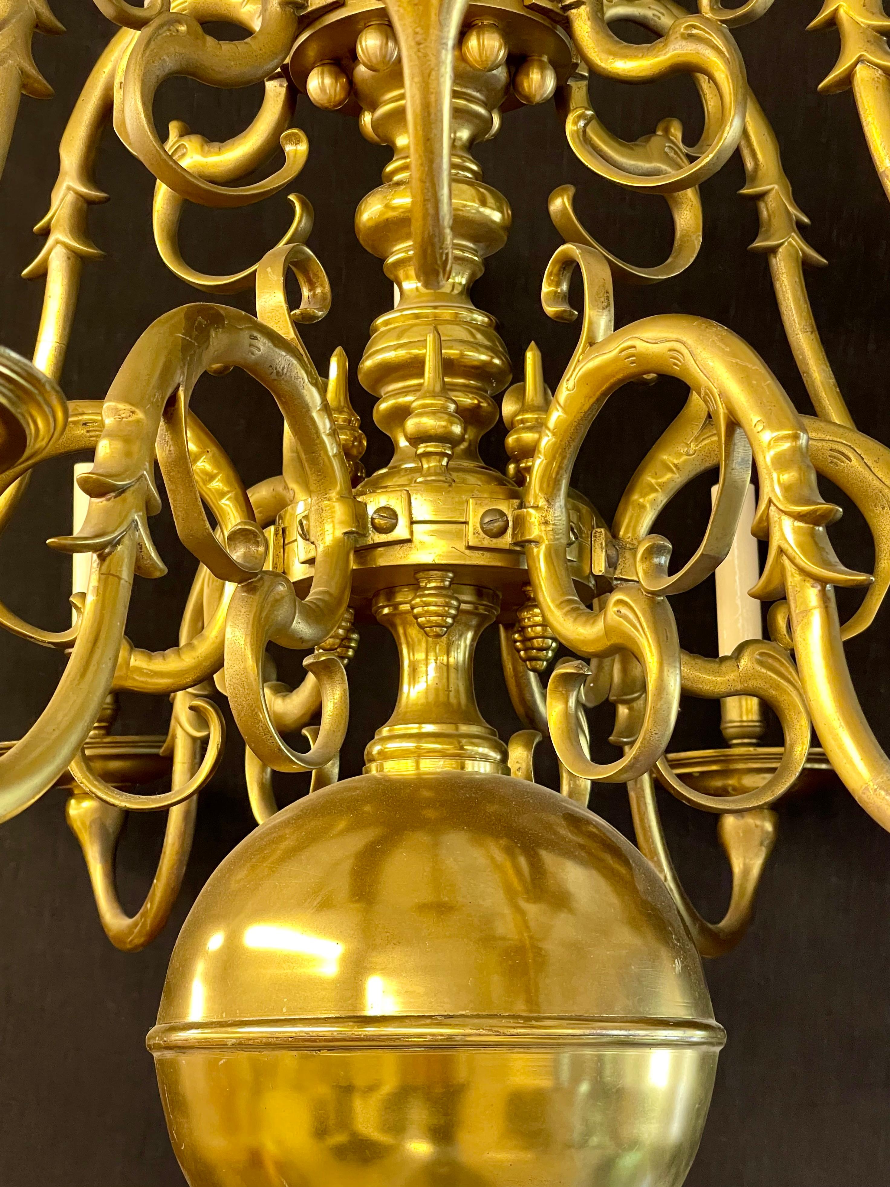 19th Century English Georgian Style Bronze Chandelier 2