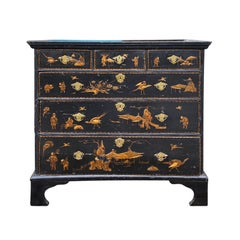 19th Century English Georgian Style Chinoiserie Five Drawer Chest