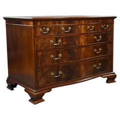 19th Century English Georgian Style Flame Mahogany Serpentine Chest of Drawers