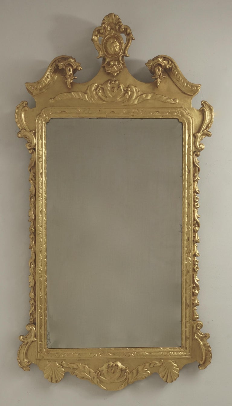 19th Century English Style Gilt Wood over Mantle Mirror For