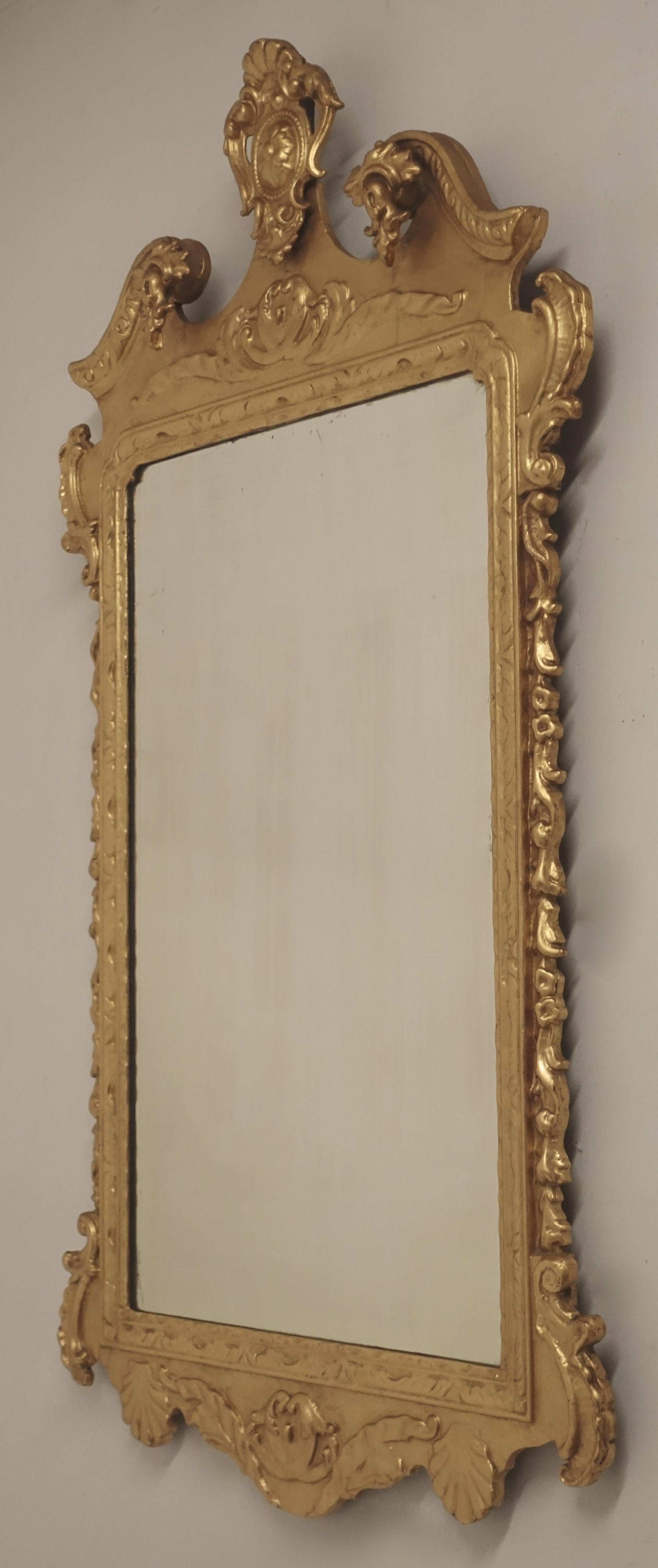 19th Century English Georgian Style Gilt Wood over Mantle Mirror  In Good Condition For Sale In San Francisco, CA