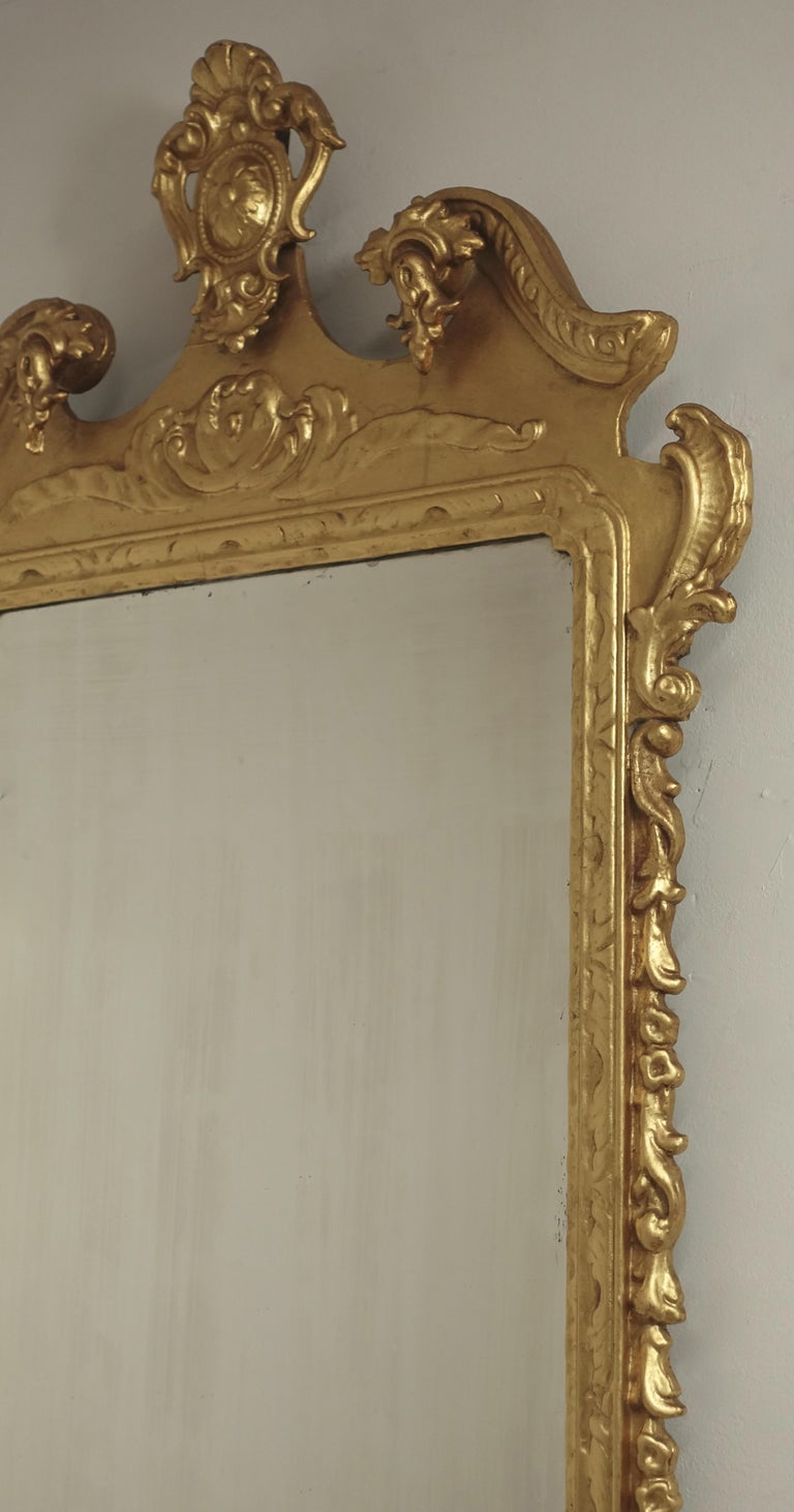 19th Century English Style Gilt Wood over Mantle Mirror For
