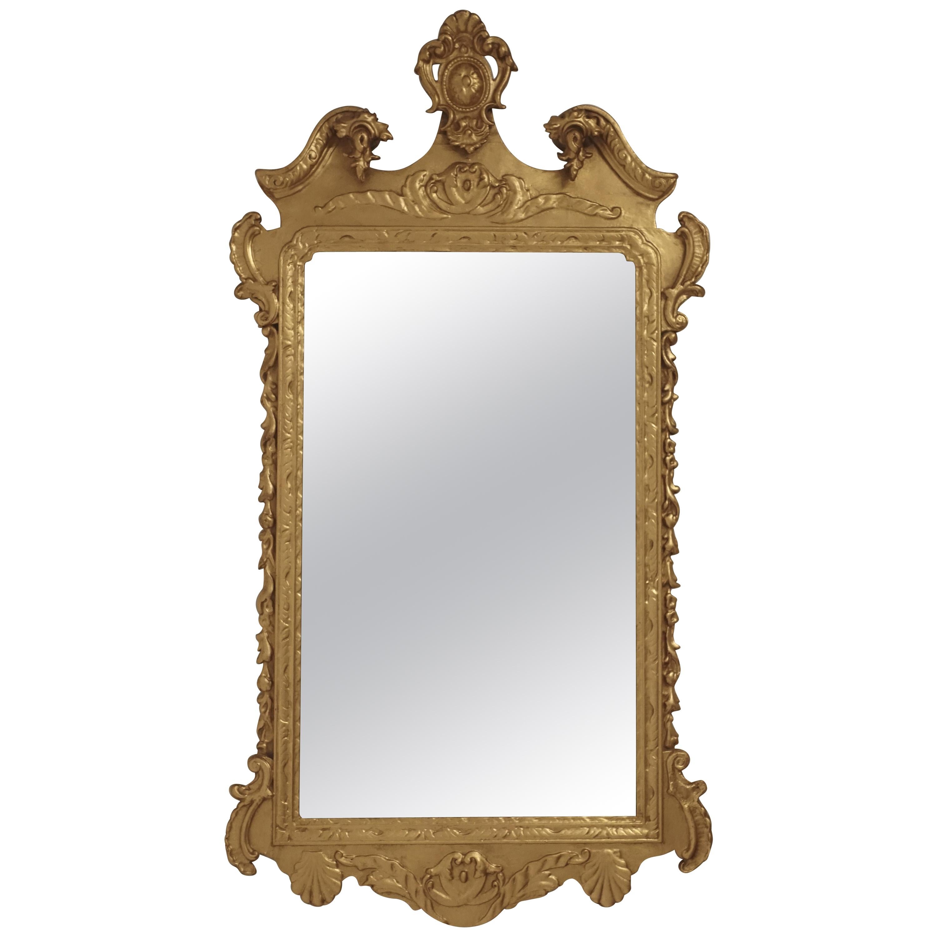 Miroir de cheminée de style géorgien anglais du 19ème siècle en bois doré sur bois