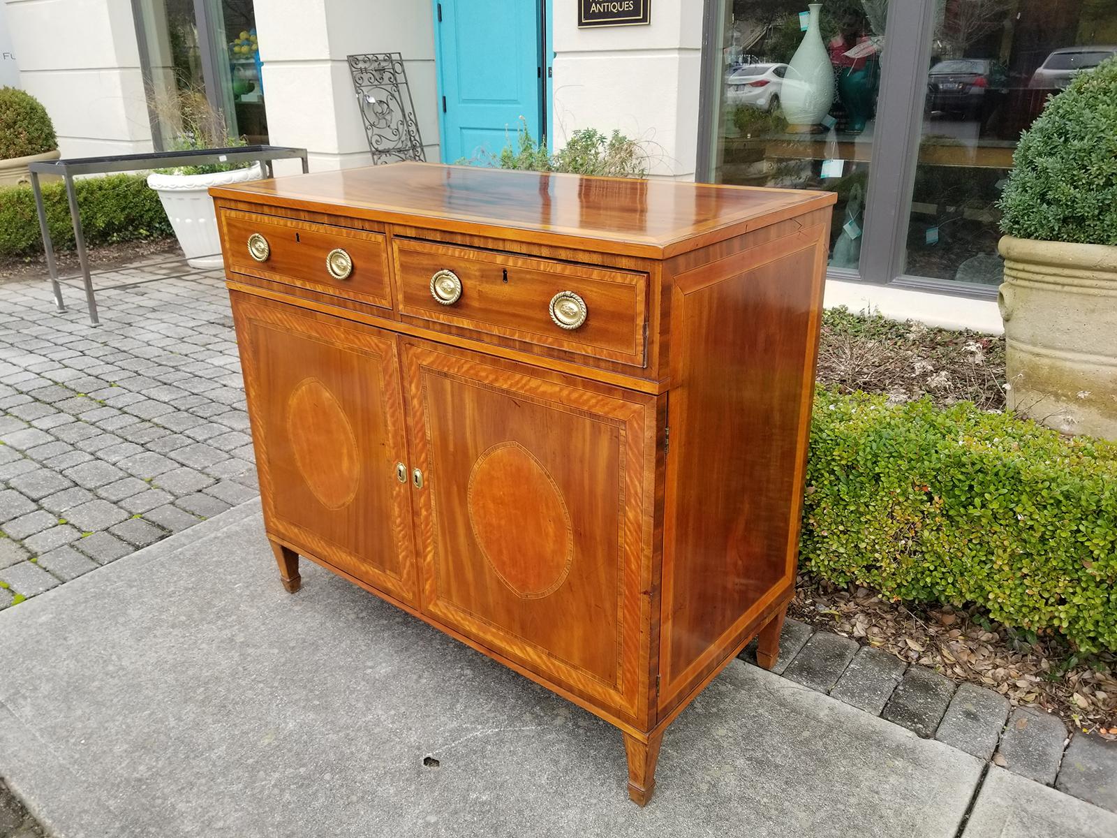 Inlay 19th Century English Georgian Style Inlaid Cabinet