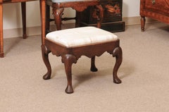 19th Century English Georgian Style Oak Bench / Stool with Cabriole Legs