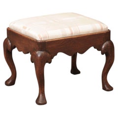 Banco o taburete inglés de roble del siglo XIX, de estilo georgiano, con patas cabriolé