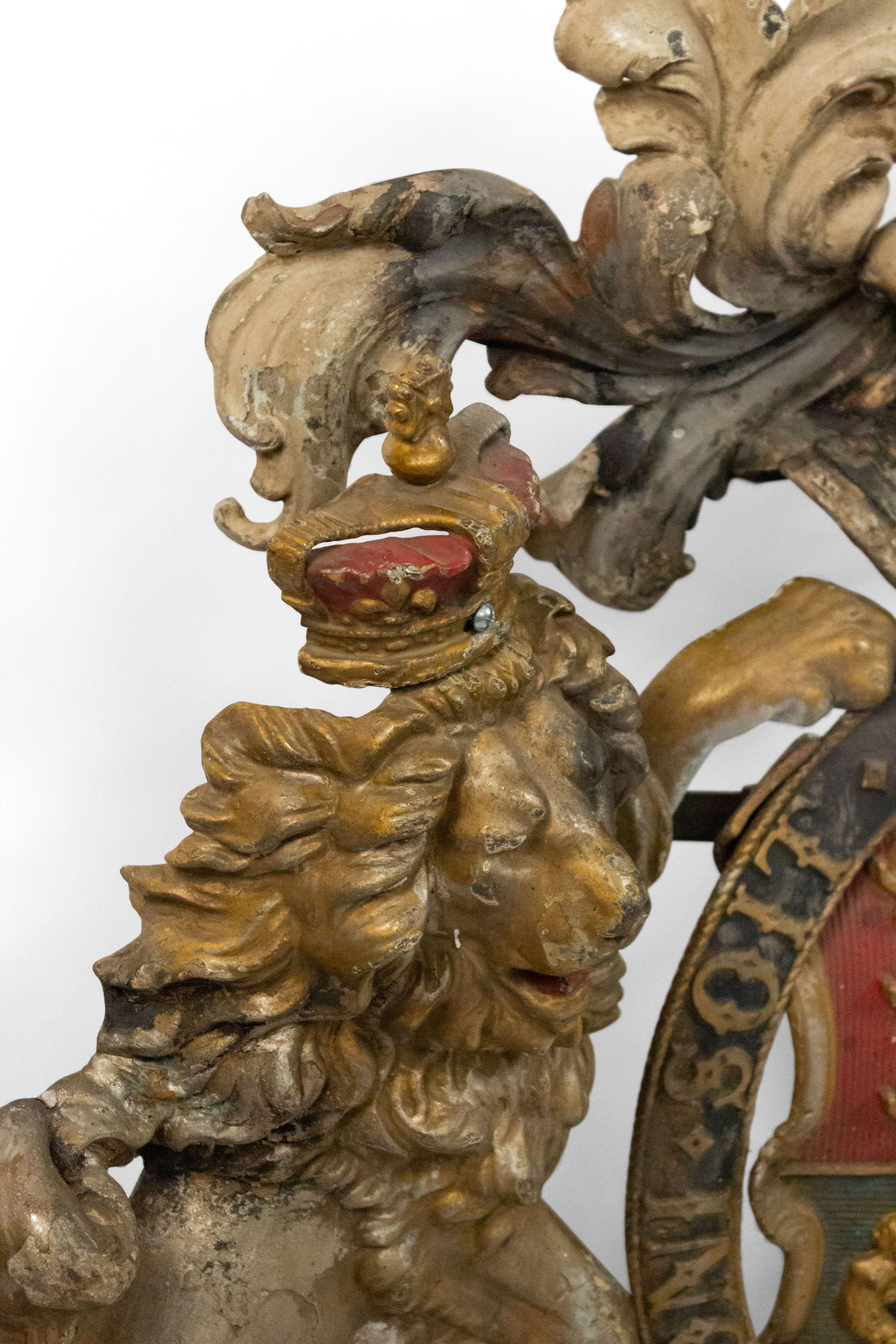 19th Century English Georgian Unicorn and Lion Coat of Arms For Sale 3