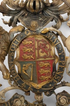 19th Century English Georgian Unicorn and Lion Coat of Arms