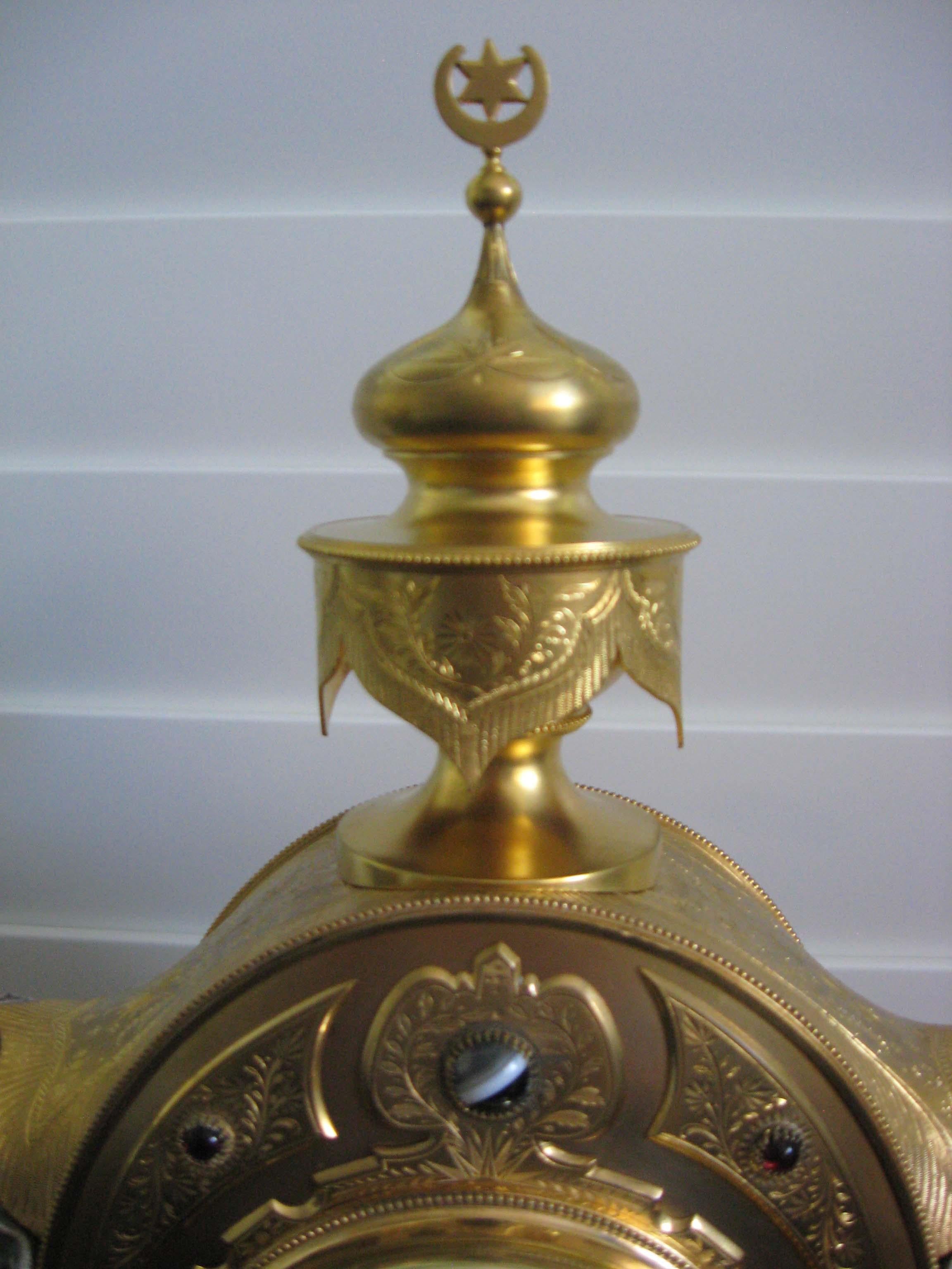 Islamic Gilt Bronze and Silver Elephant Clock, English, circa 1880 For Sale