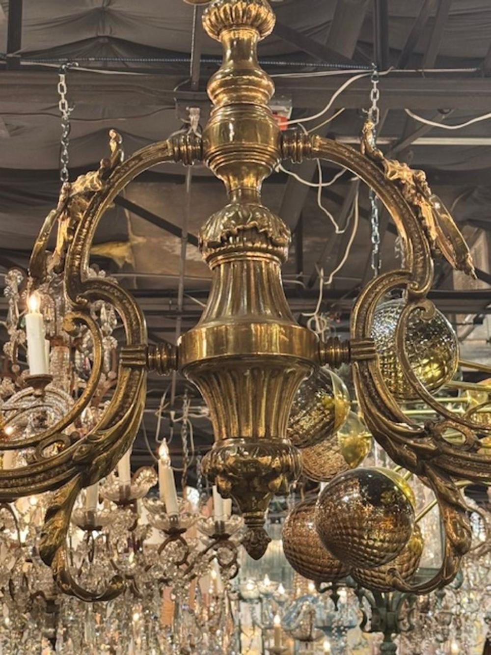 Luz de billar inglesa de bronce dorado del siglo XIX en Bueno estado para la venta en Dallas, TX