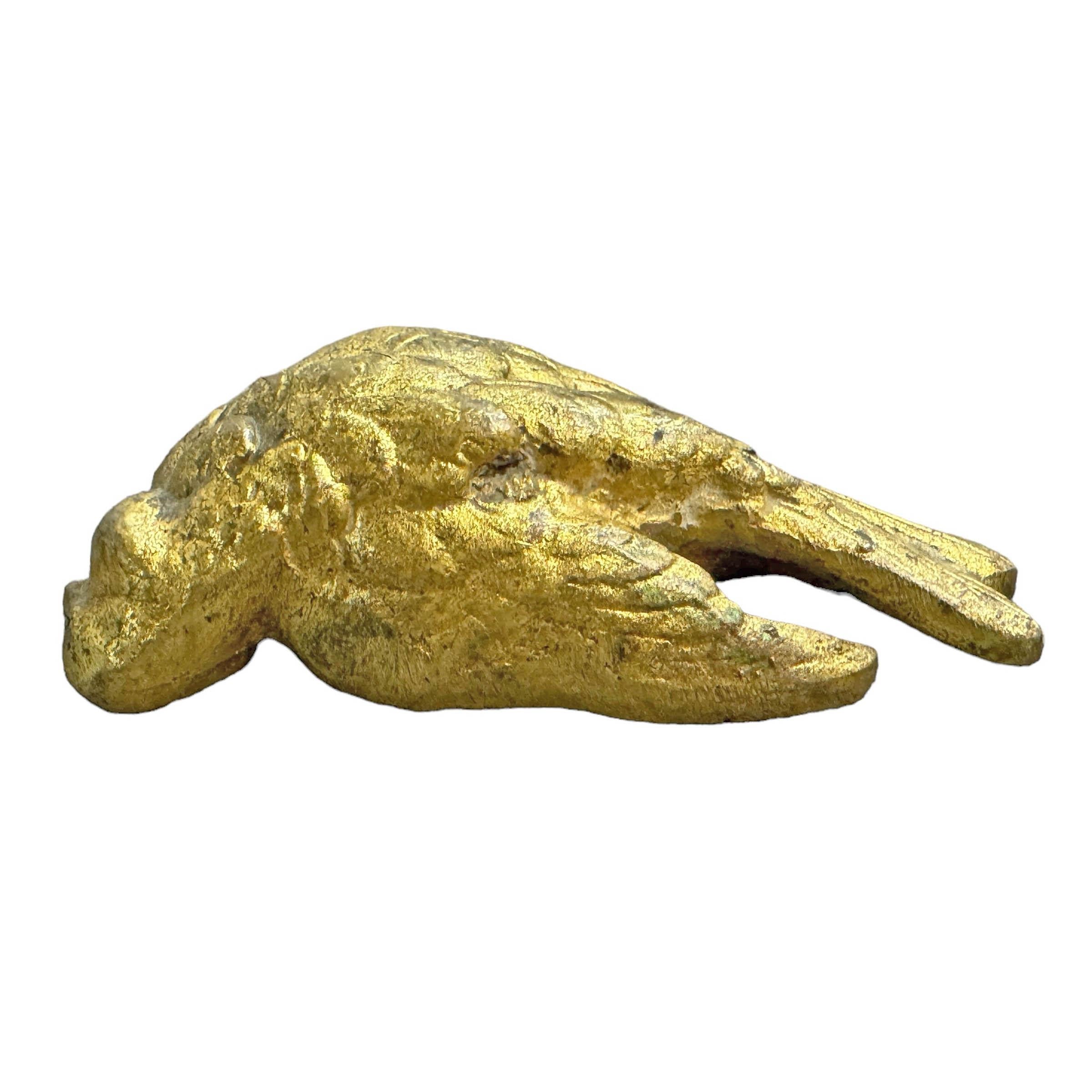 19th Century English Gilt Bronze Dead Finch Sculpture For Sale 4