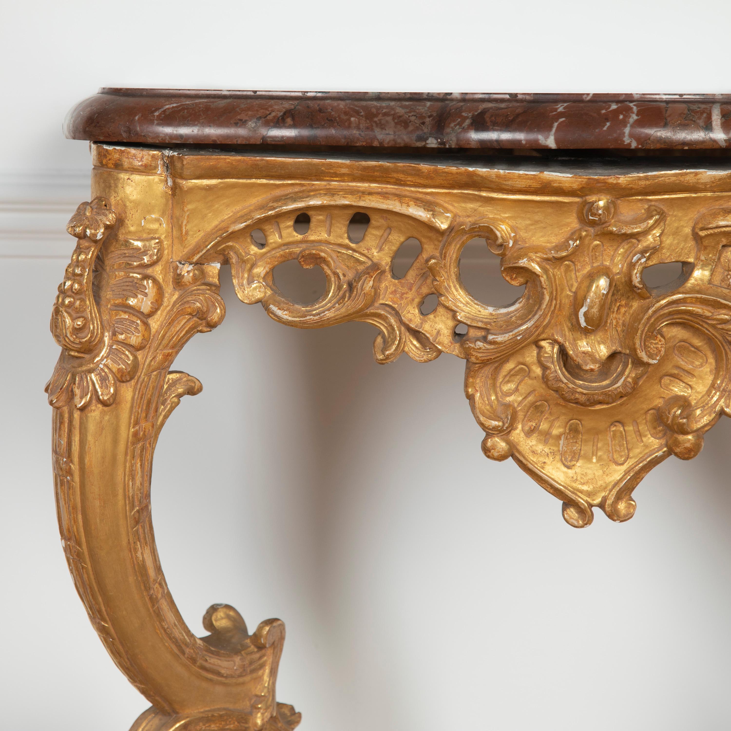19th Century English Gilt Console Table In Good Condition For Sale In Gloucestershire, GB