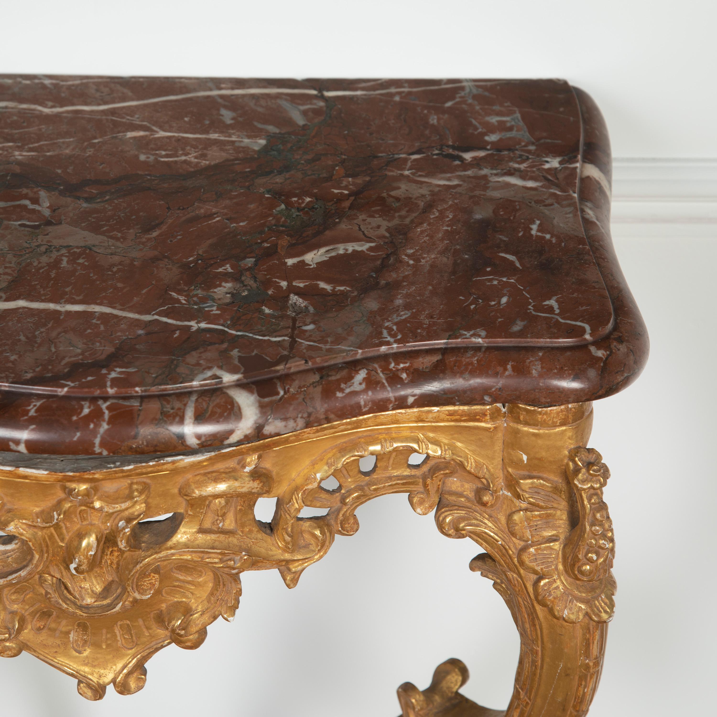 19th Century English Gilt Console Table For Sale 2