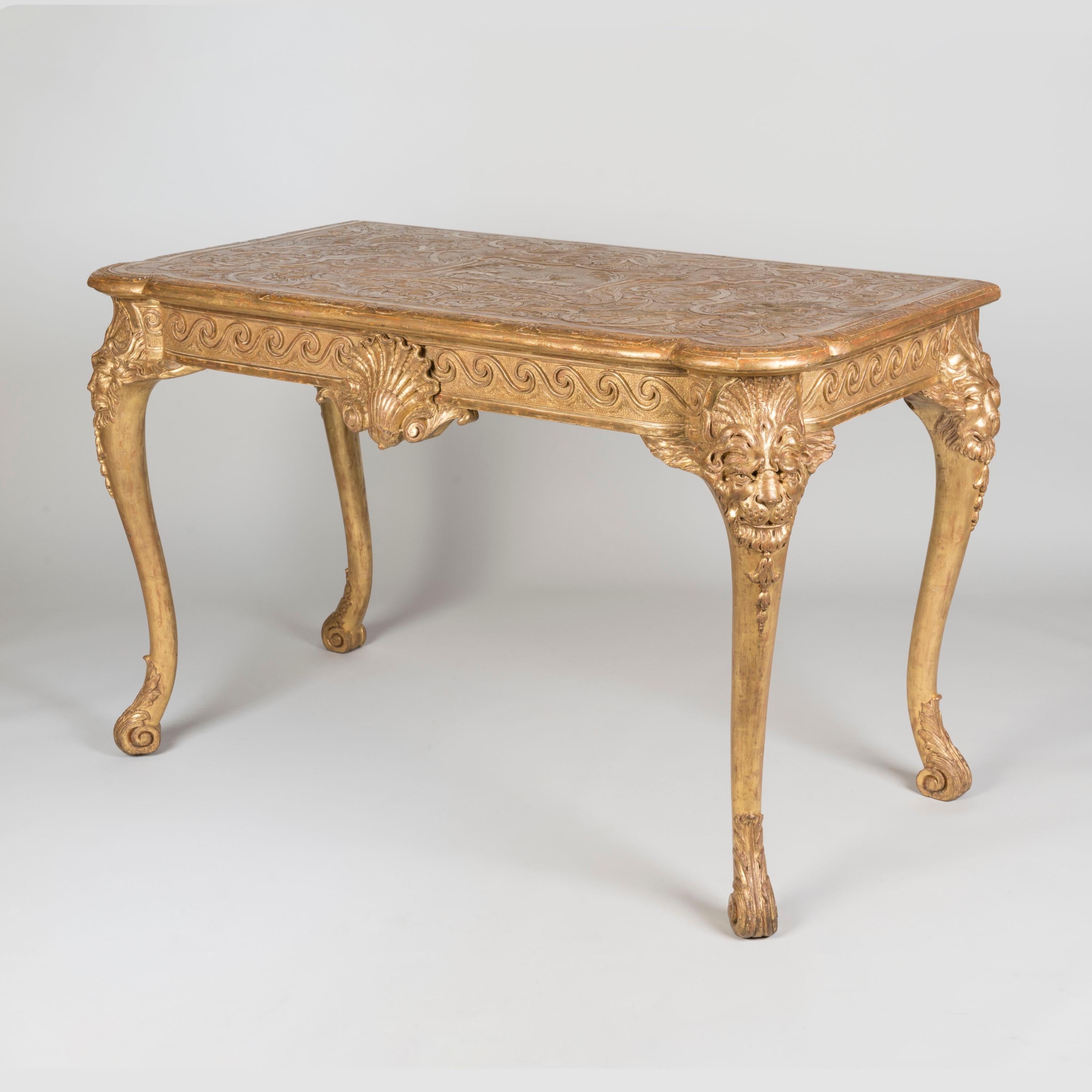19th Century English Gilt Gesso Console Table in the Early Georgian Style For Sale 1