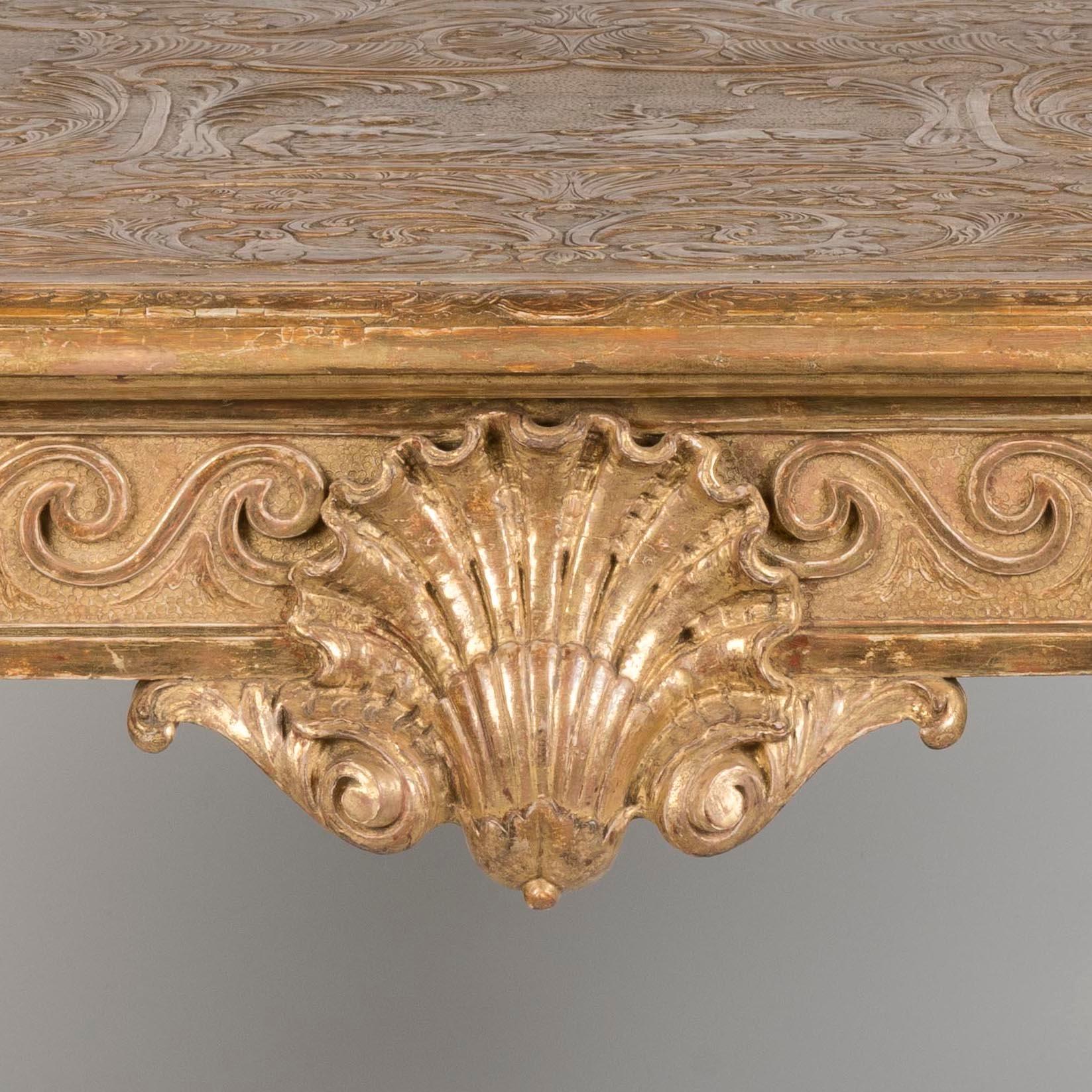 19th Century English Gilt Gesso Console Table in the Early Georgian Style For Sale 3