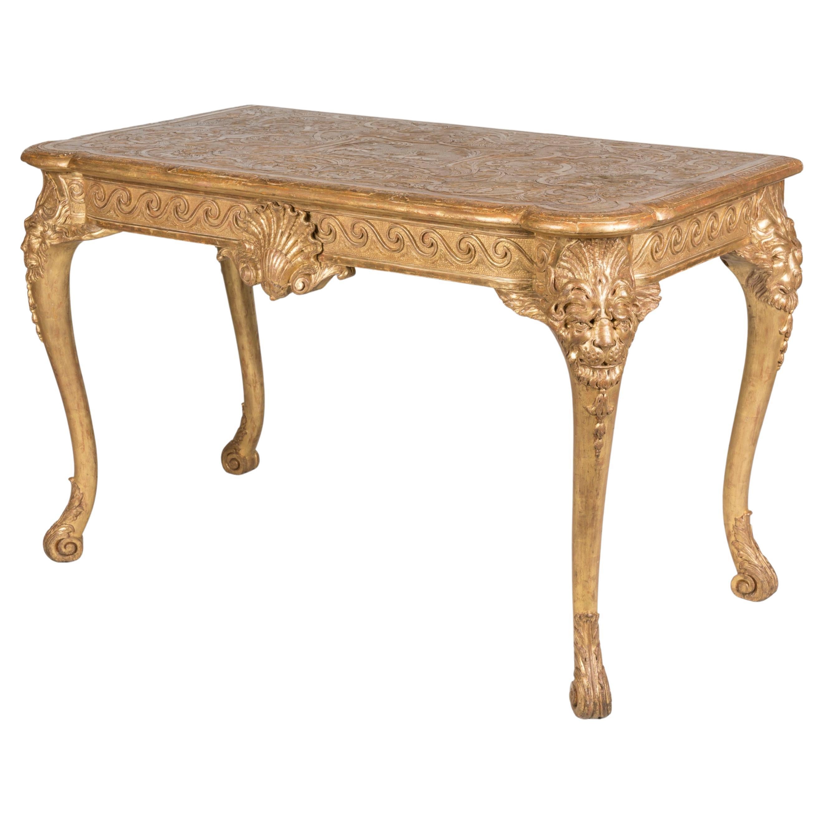 19th Century English Gilt Gesso Console Table in the Early Georgian Style For Sale