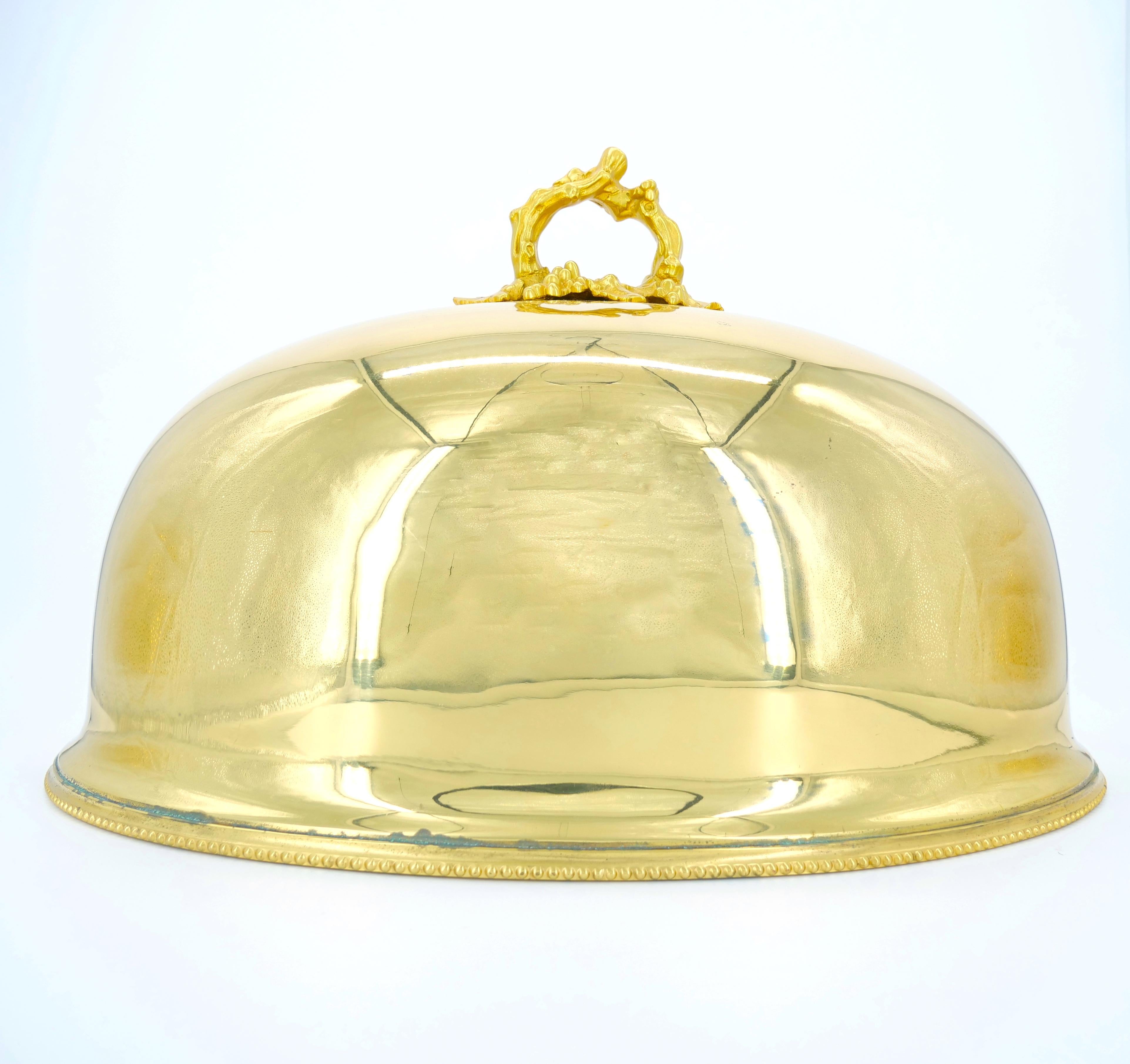 19th Century English Gilt Washed Silverplate Meat Dome by William Hutton & Sons For Sale 4