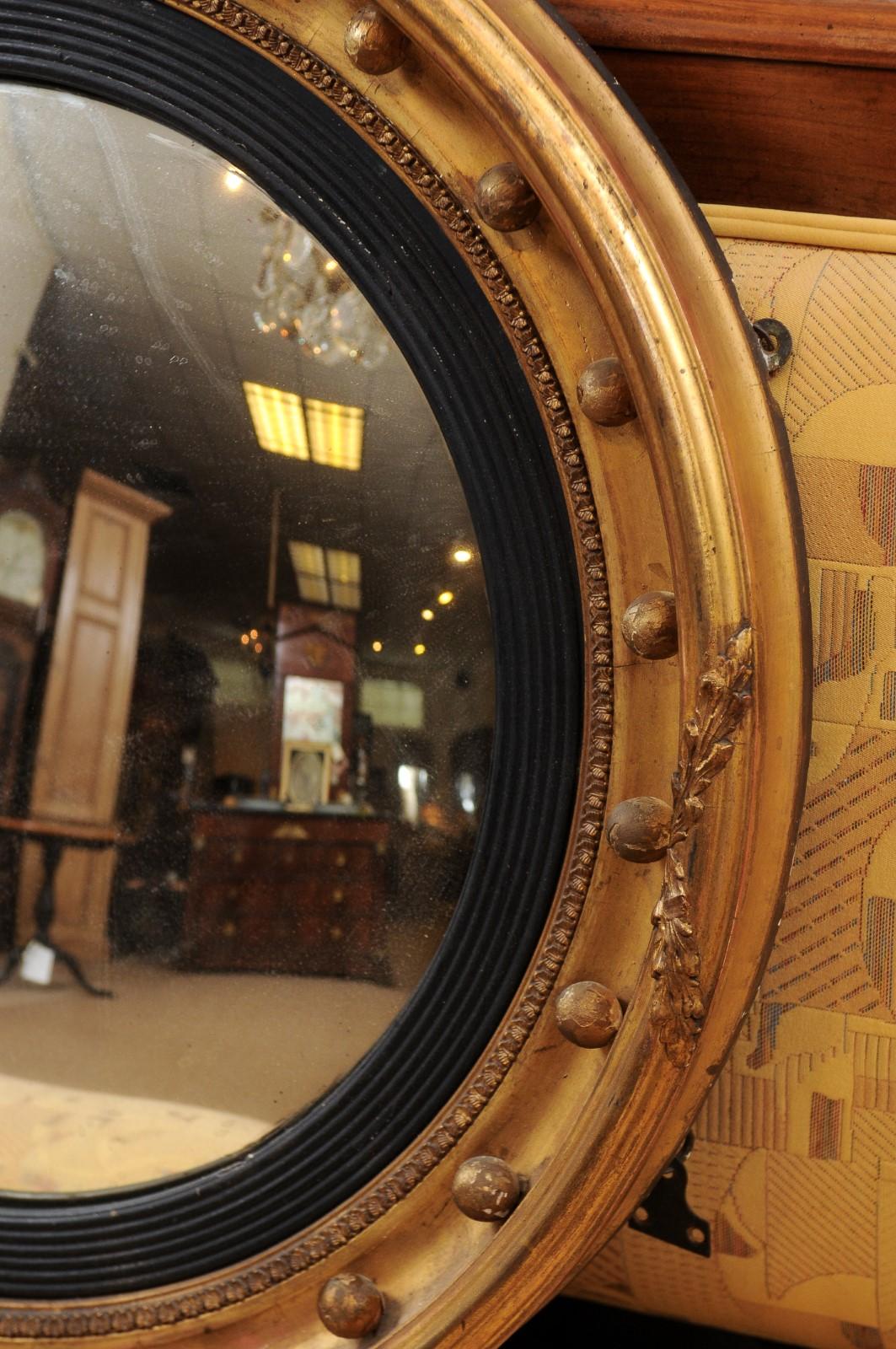 19th Century English Giltwood Bulls-Eye Convex Mirror In Good Condition In Atlanta, GA