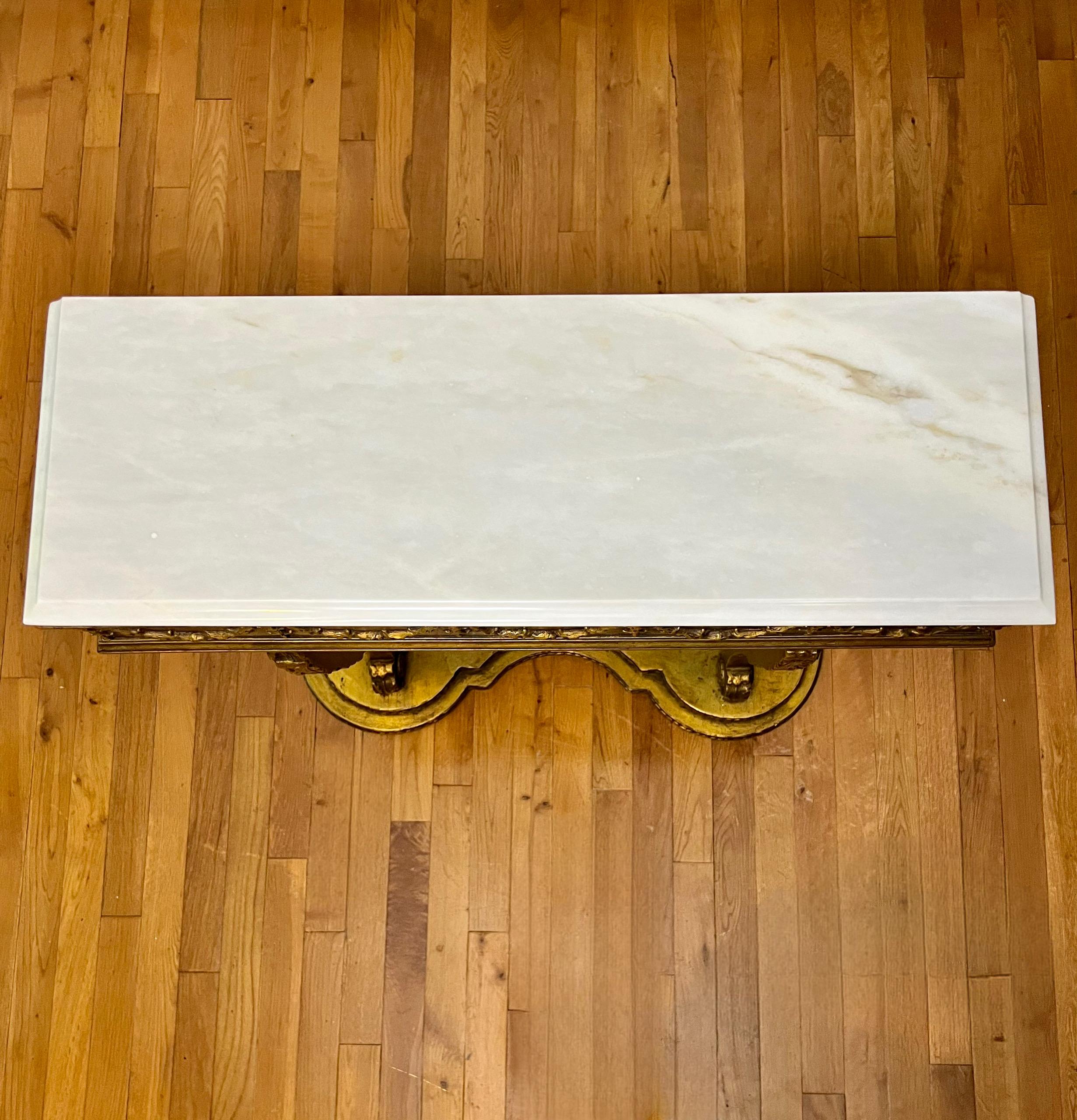 XIXe siècle 19th Century English Giltwood and Marble Narrow Console Table en vente