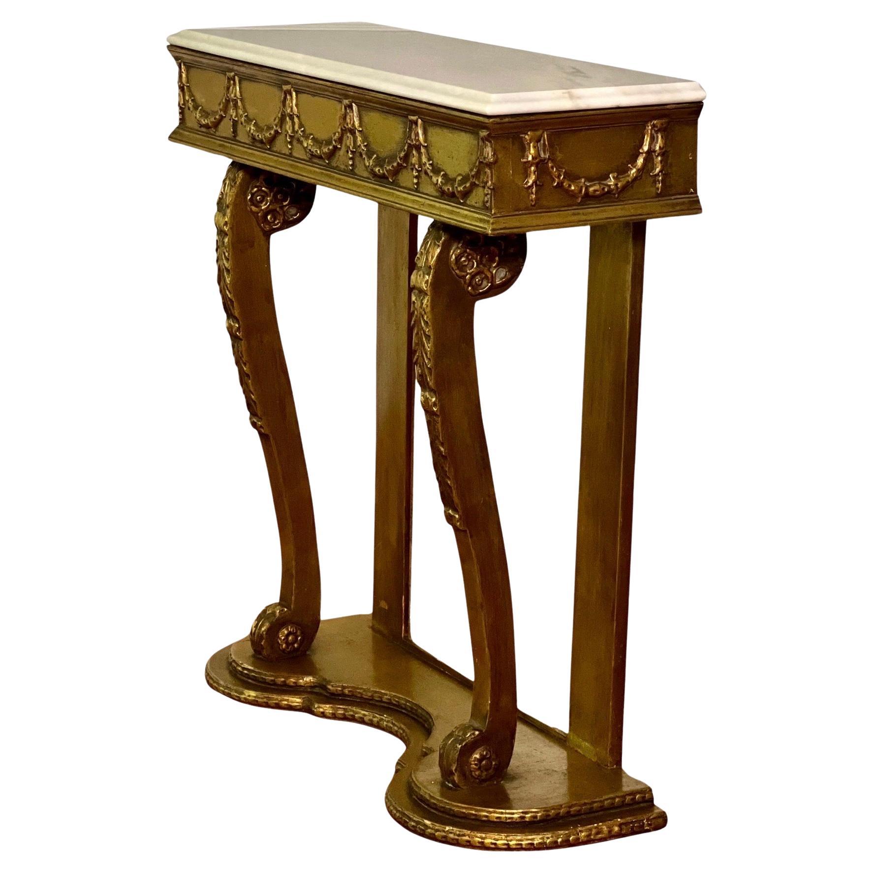 19th Century English Giltwood and Marble Narrow Console Table en vente