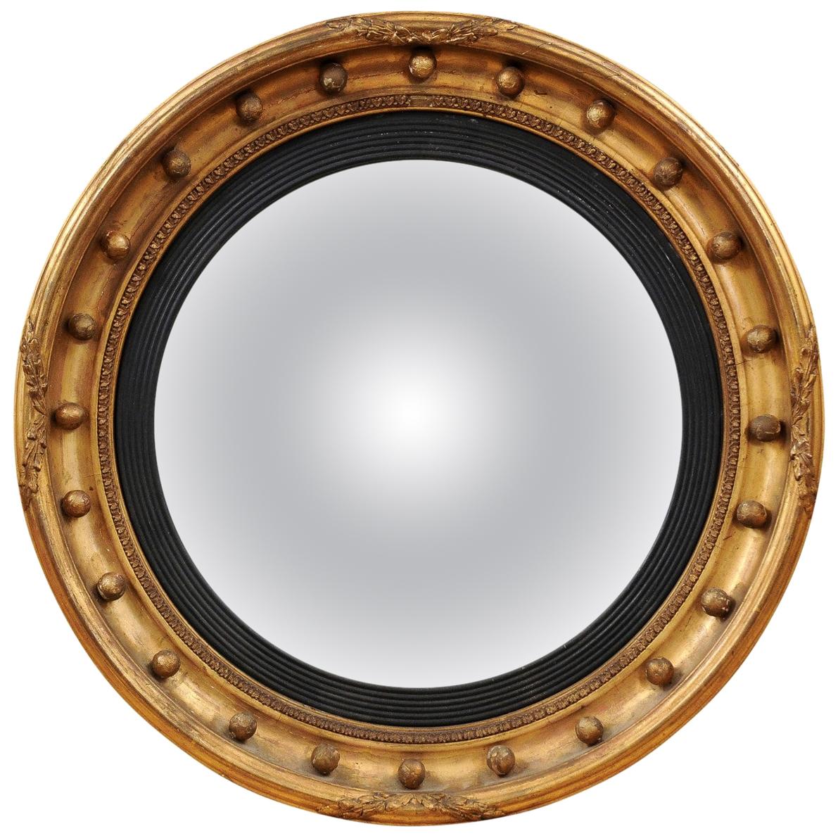 19th Century English Giltwood Bulls-Eye Convex Mirror