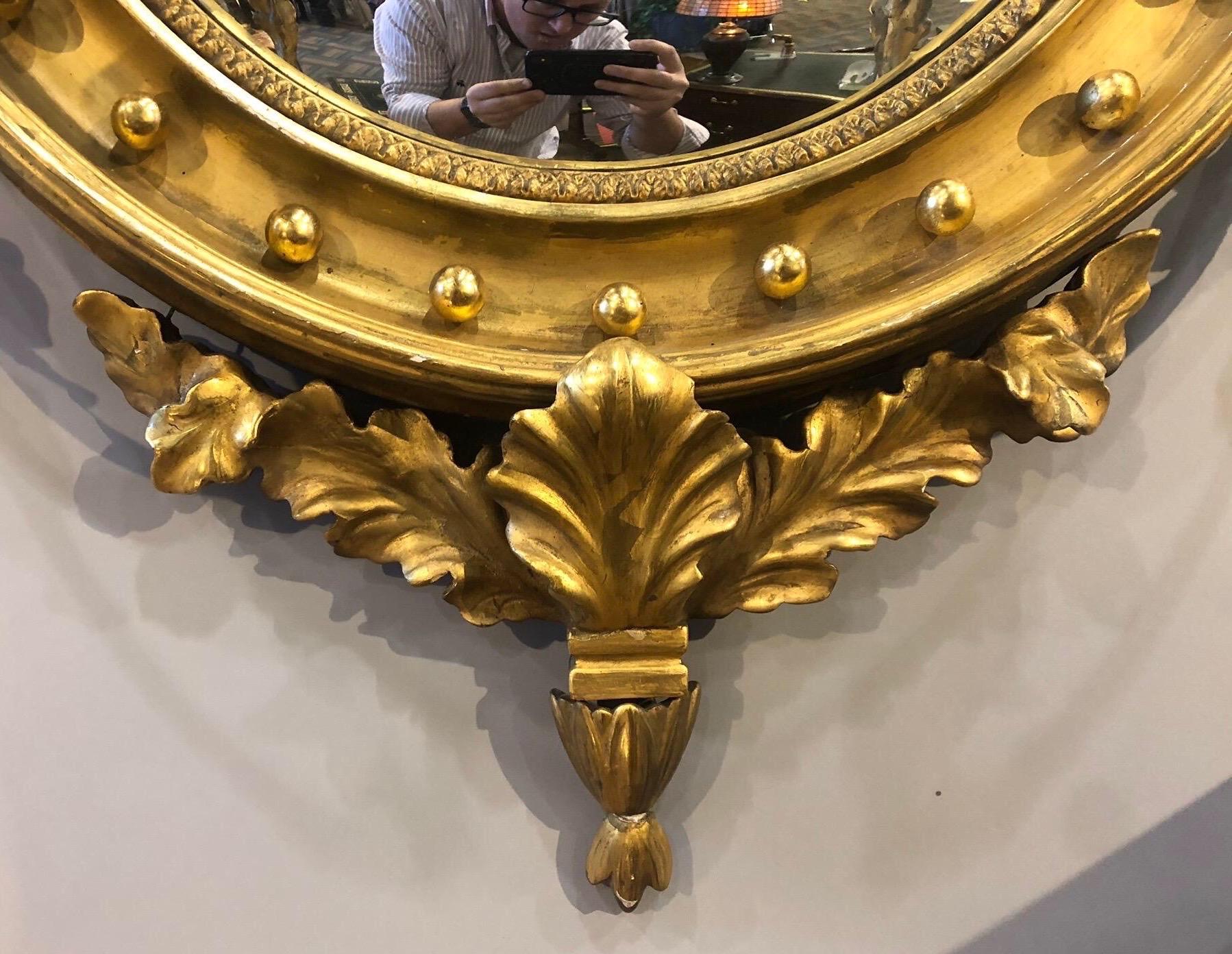 19th Century English Giltwood Bullseye Mirror with Girandola arms  For Sale 2