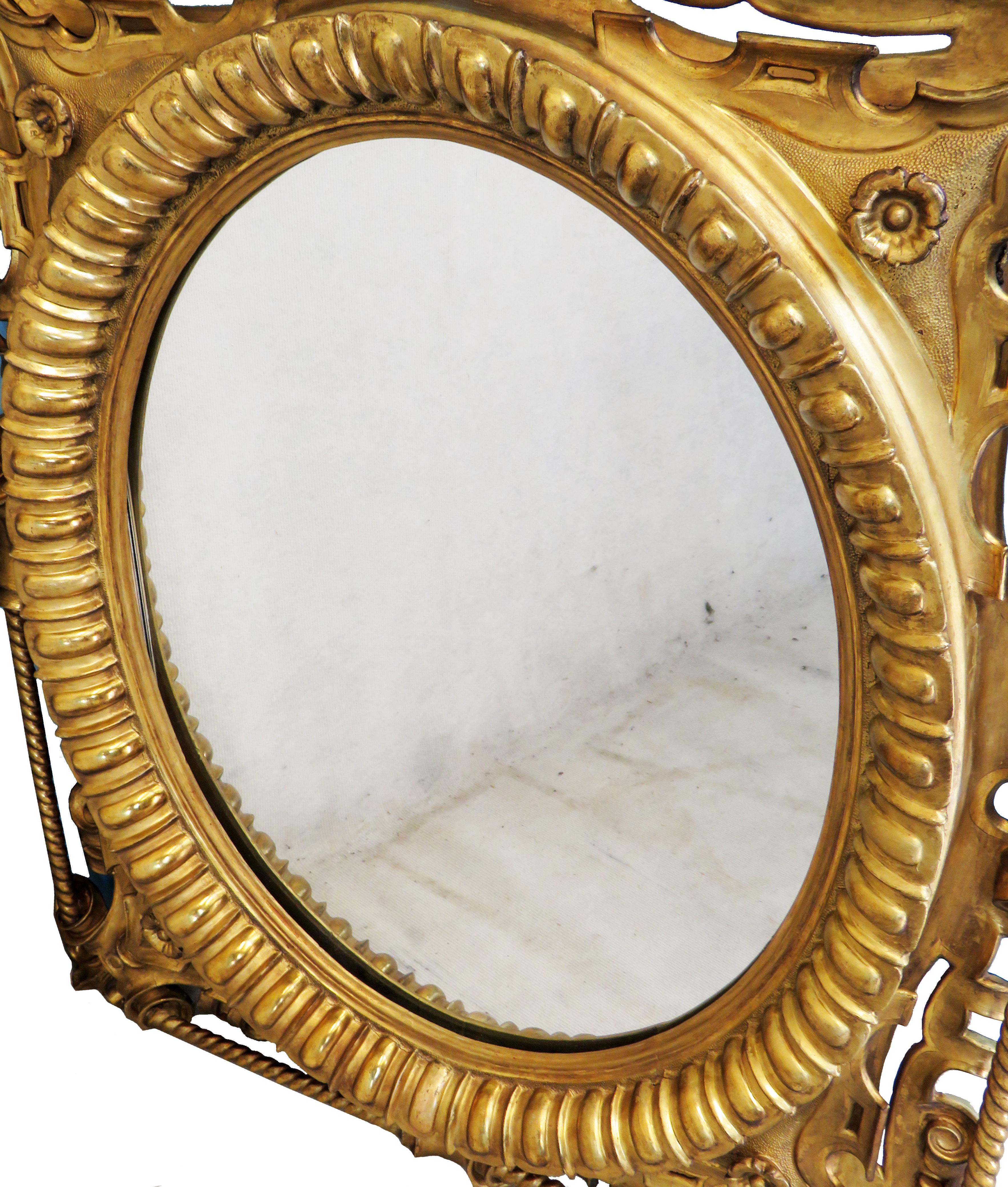 19th Century English Giltwood Wall Mirror In Good Condition In Bedfordshire, GB